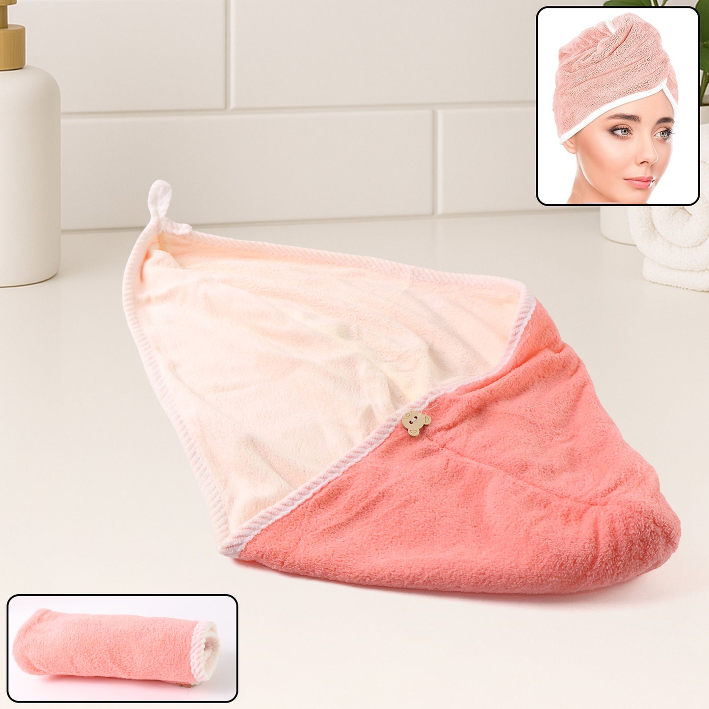 Hair Drying Magic Hair Cap Towel Wrap For Women Bath Towels (1 Pc) - Happy Price - Image 2