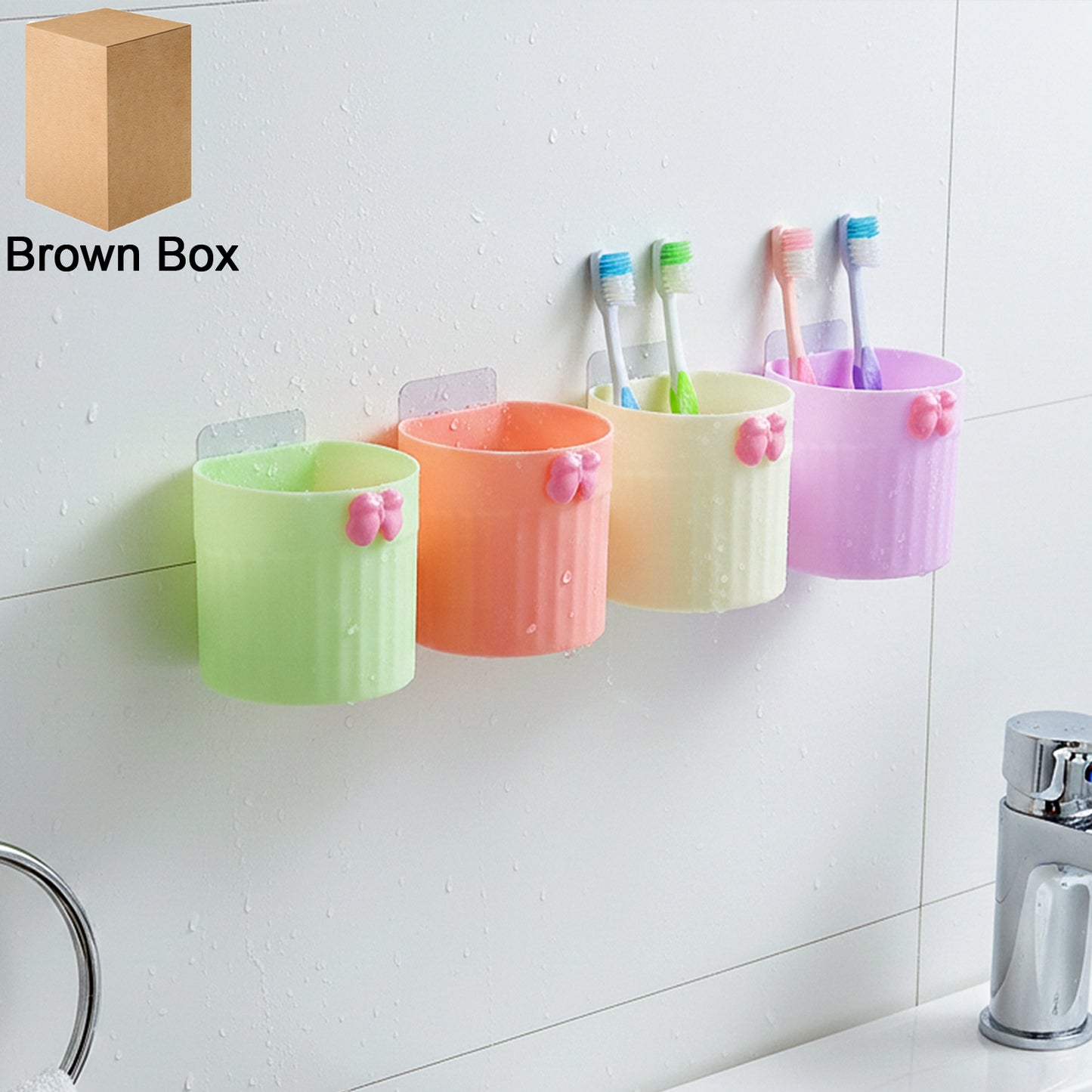 Wall Mounted Toothbrush Holder Set - 4 Pc Organizer for Bathroom - Great Price - Image 2
