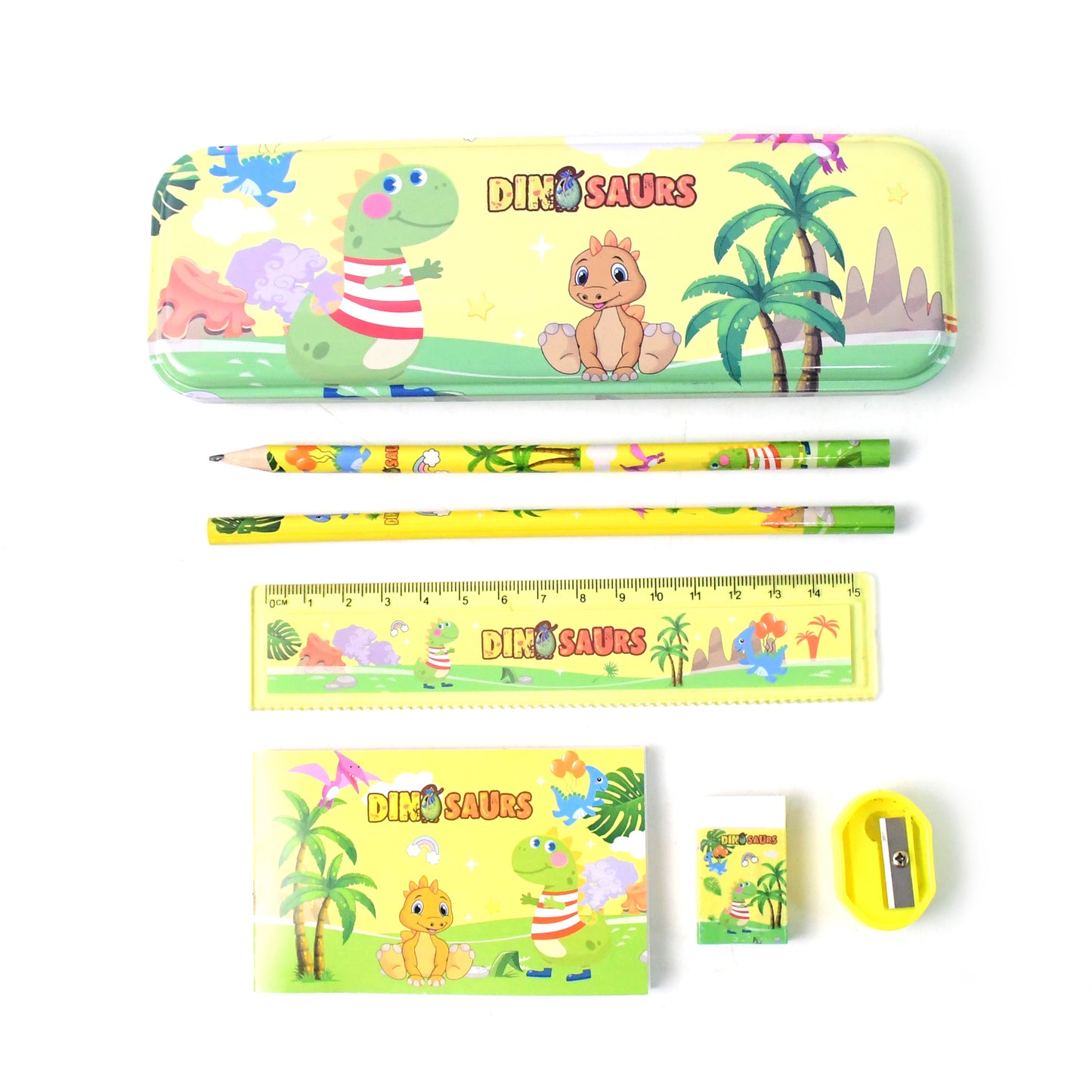 Dinosaur Themed Kids Stationery Set with Pencil Box, Pencils, Scale, Eraser & Sharpener - Happy Price - Image 2