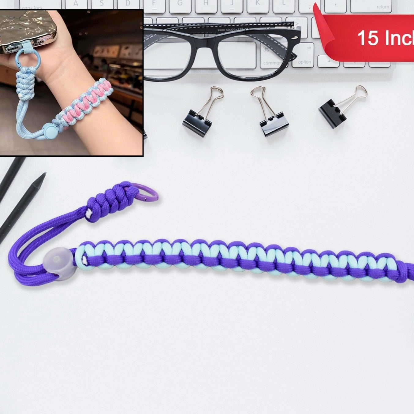Multipurpose Adjustable Hand Wrist Strap Lanyardwith Cellphone Phone Strap (1 Pc 15 Inch Multicolor) - Happy Price - Image 1