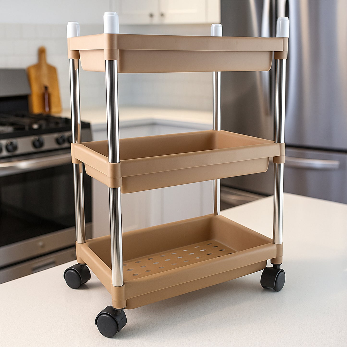 3-Tier Rolling Storage Cart with Wheels - Versatile Organizer - Great Price - Image 4