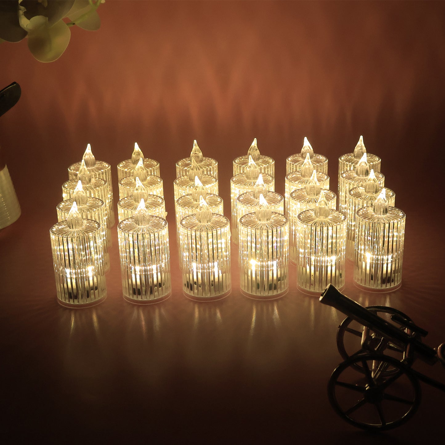 Set of 24 LED Flameless Decorative Tealight Candles - Smokeless & Safe for Festivals - Happy Price - Image 6
