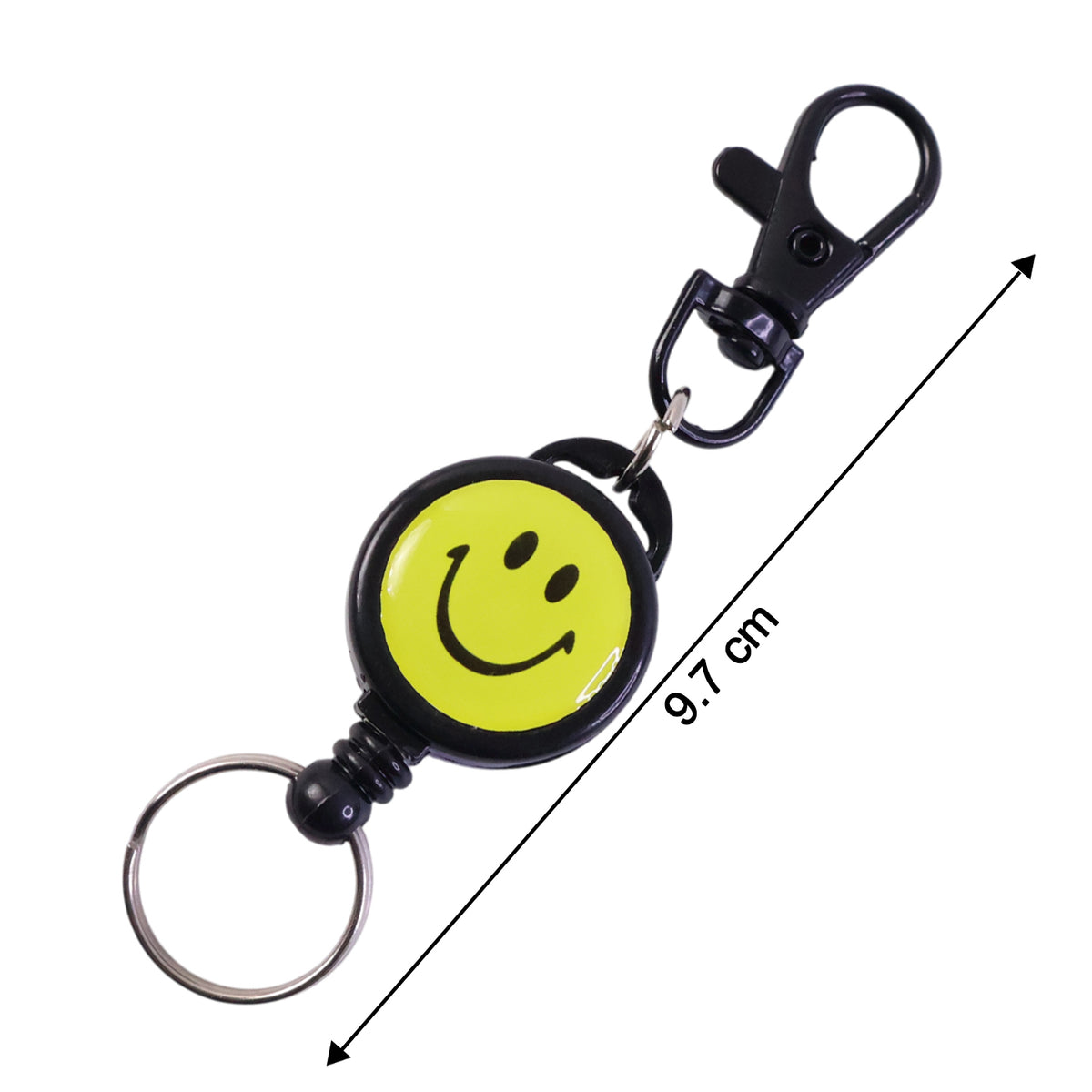 Smiley Face Retractable Keychain with Clip (1 Pc) - Happy Price - Image 6