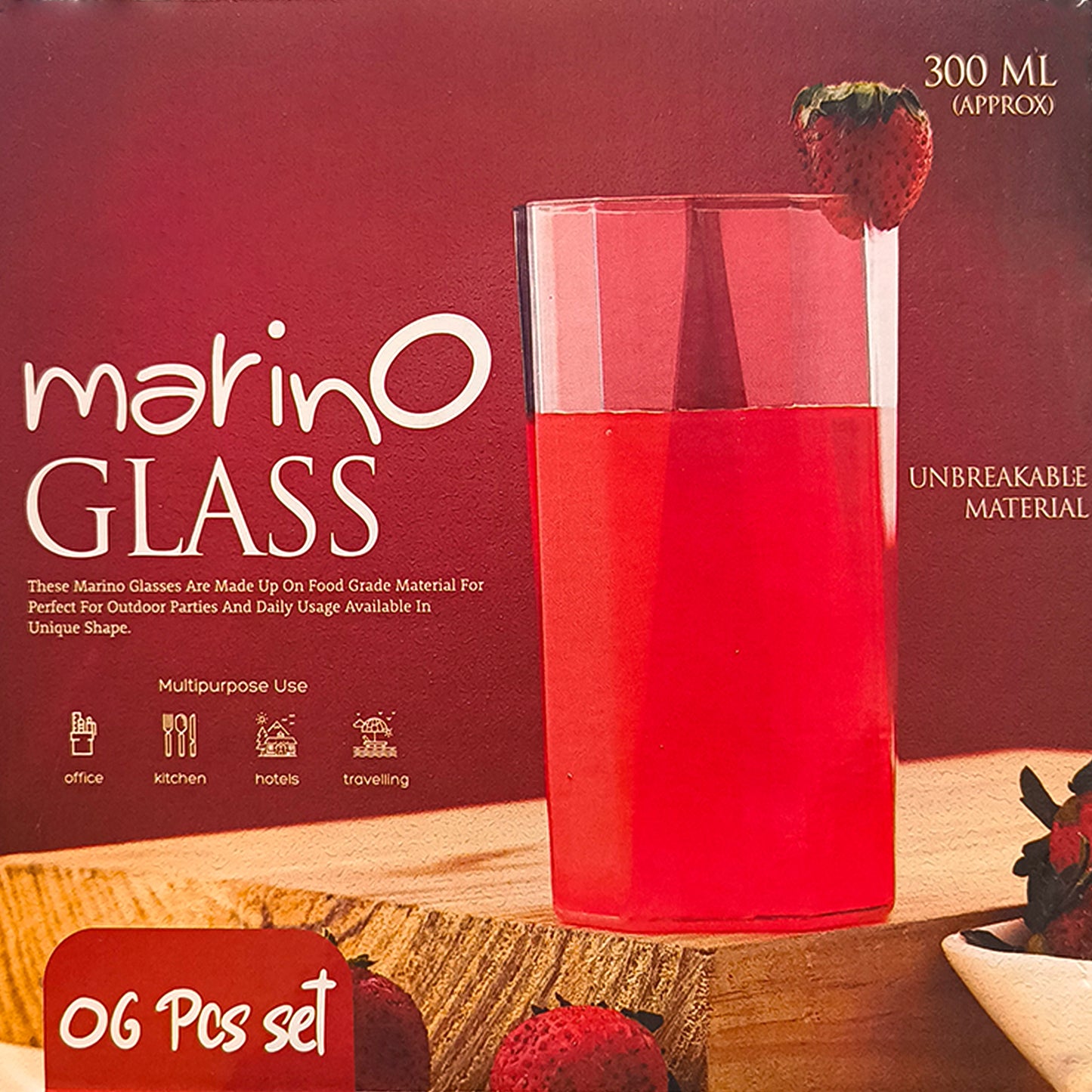 Apex Merino N Glass Unbreakable Plastic Drinking Glass Set (6pc300ml) Approx - Happy Price - Image 6