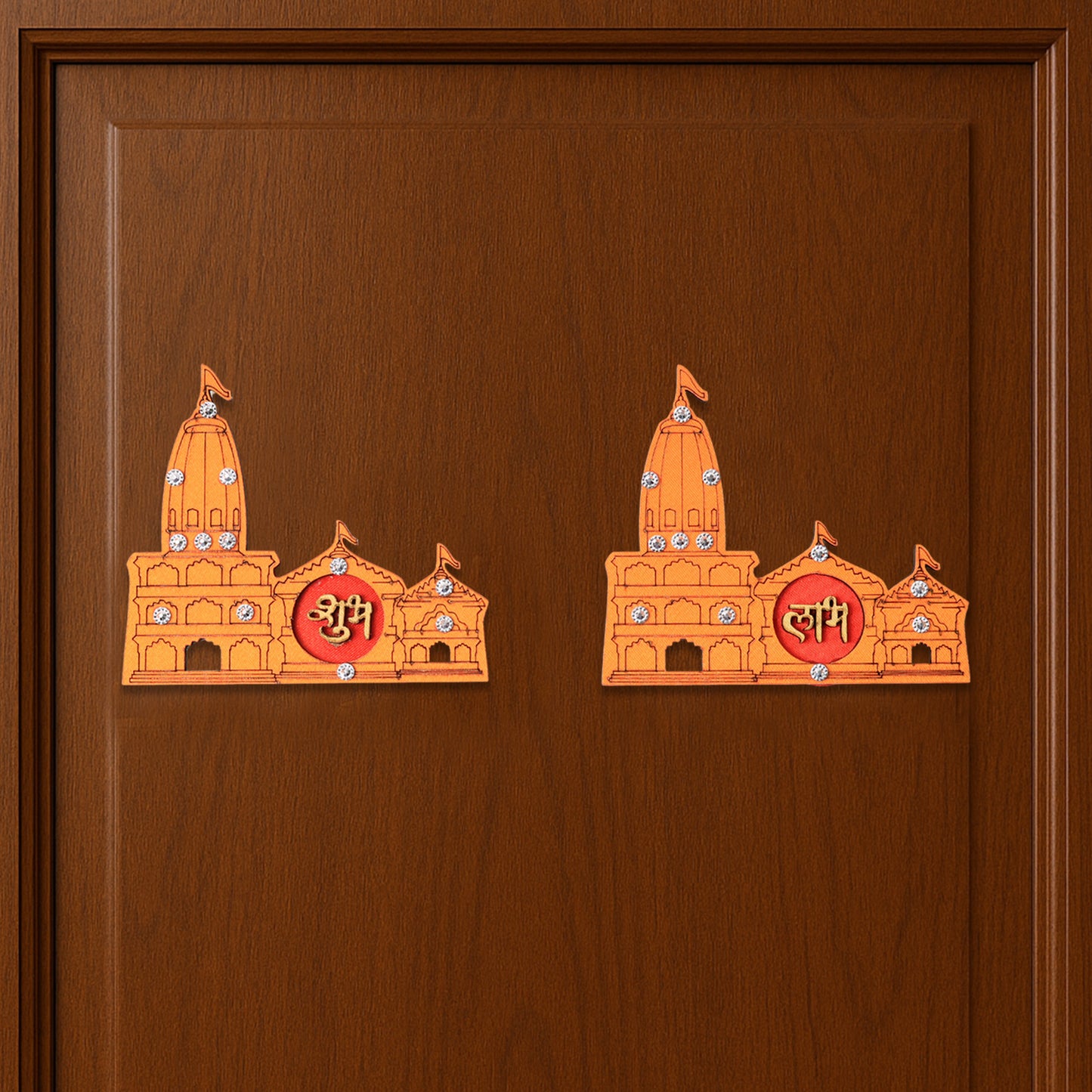 Shubh Labh Temple Design Decorative Wall Sticker - 2 Pcs - Happy Price - Image 5