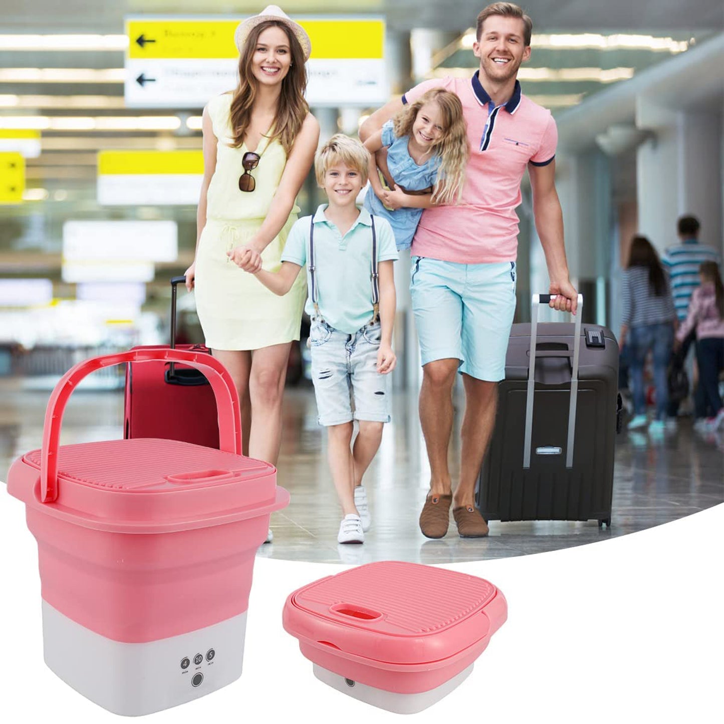 Foldable Electric Mini Washing Machine Bucket - Portable, USB Powered, 3 Timer Settings (1 Pc) - Happy Price - Image 3