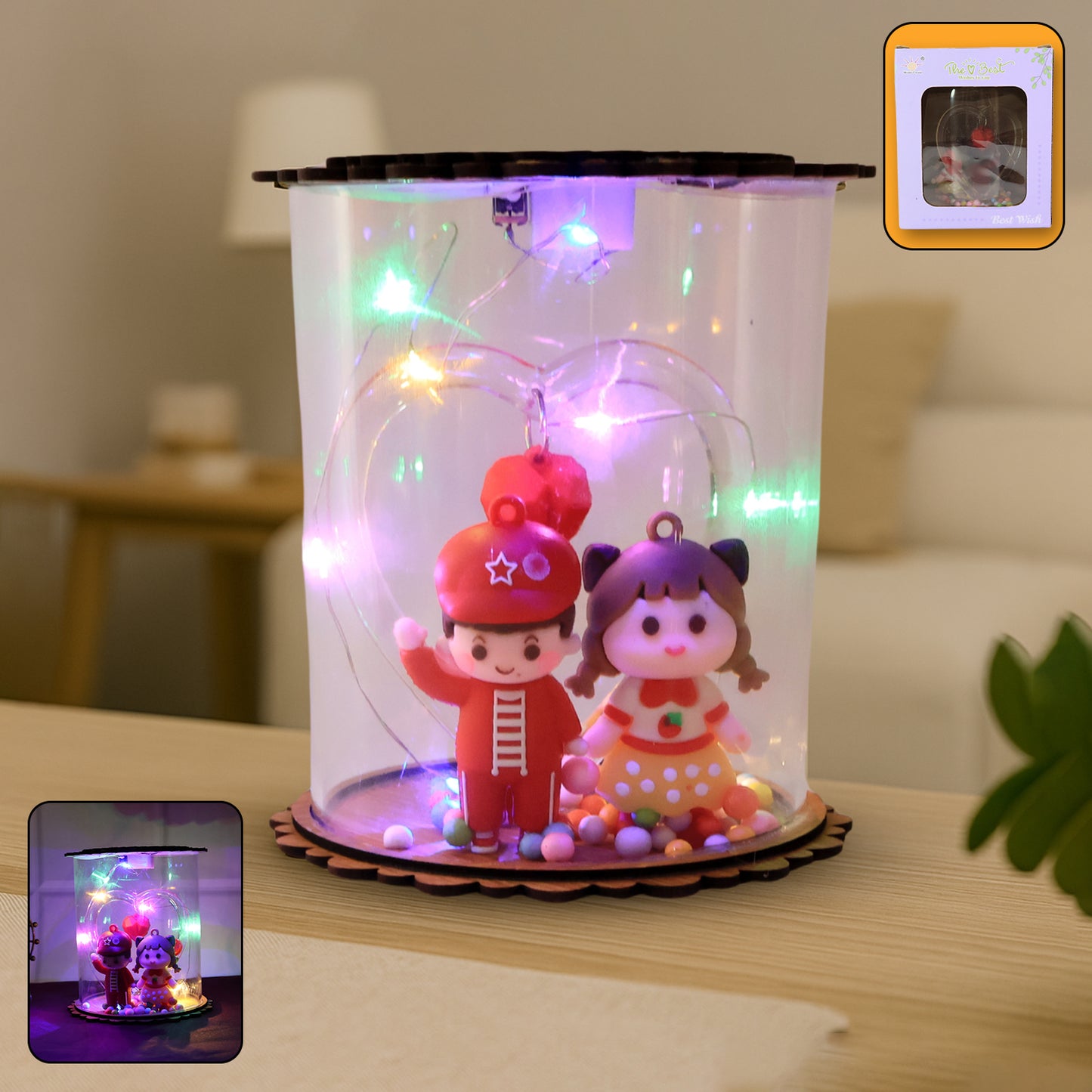 Cute LED Light Figurine Snow Globe Showpiece (1 Pc) - Happy Price - Image 3