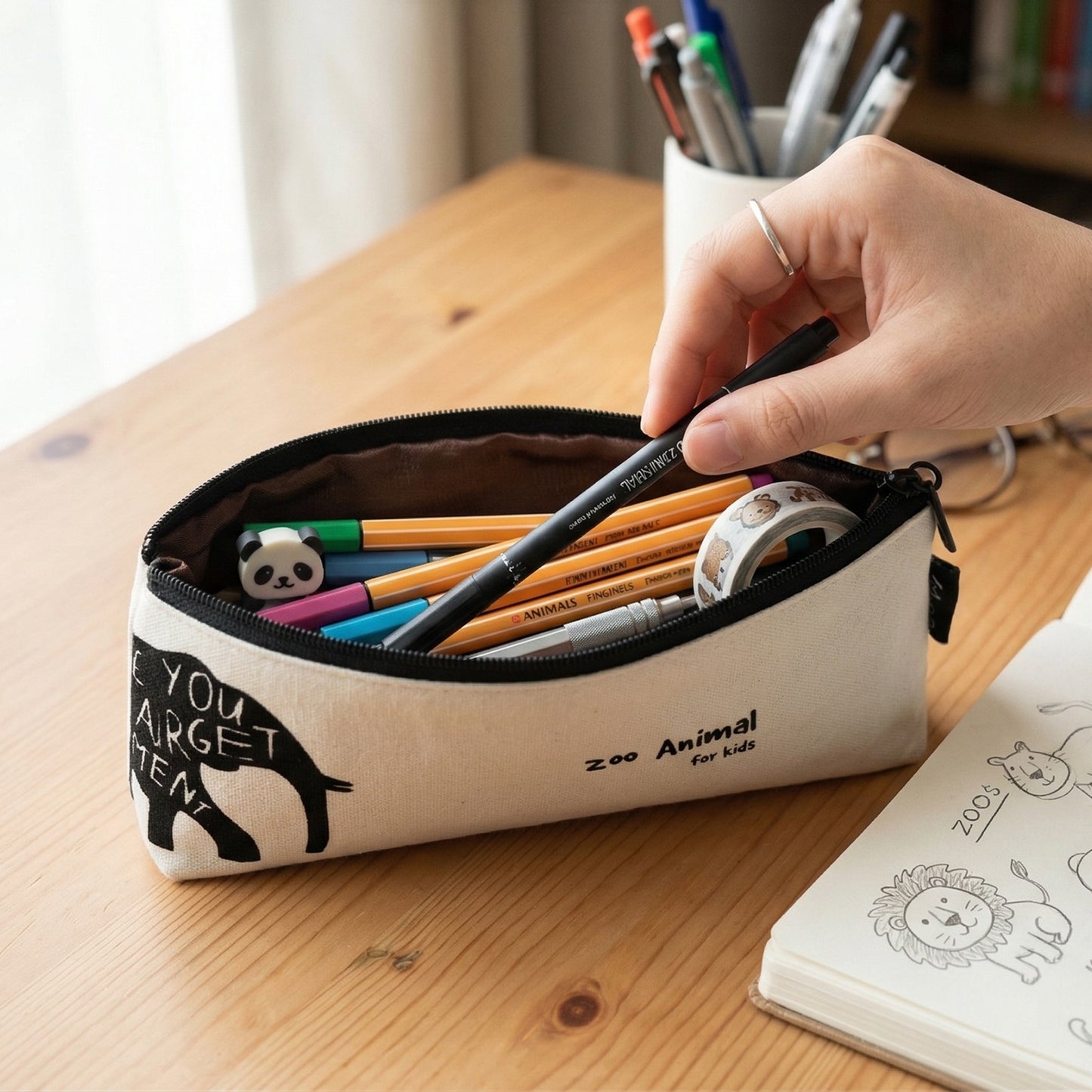 Canvas Pencil Pouch 1 Pc - Zippered Pen Organizer for School, Office, Travel - Great Price - Image 3