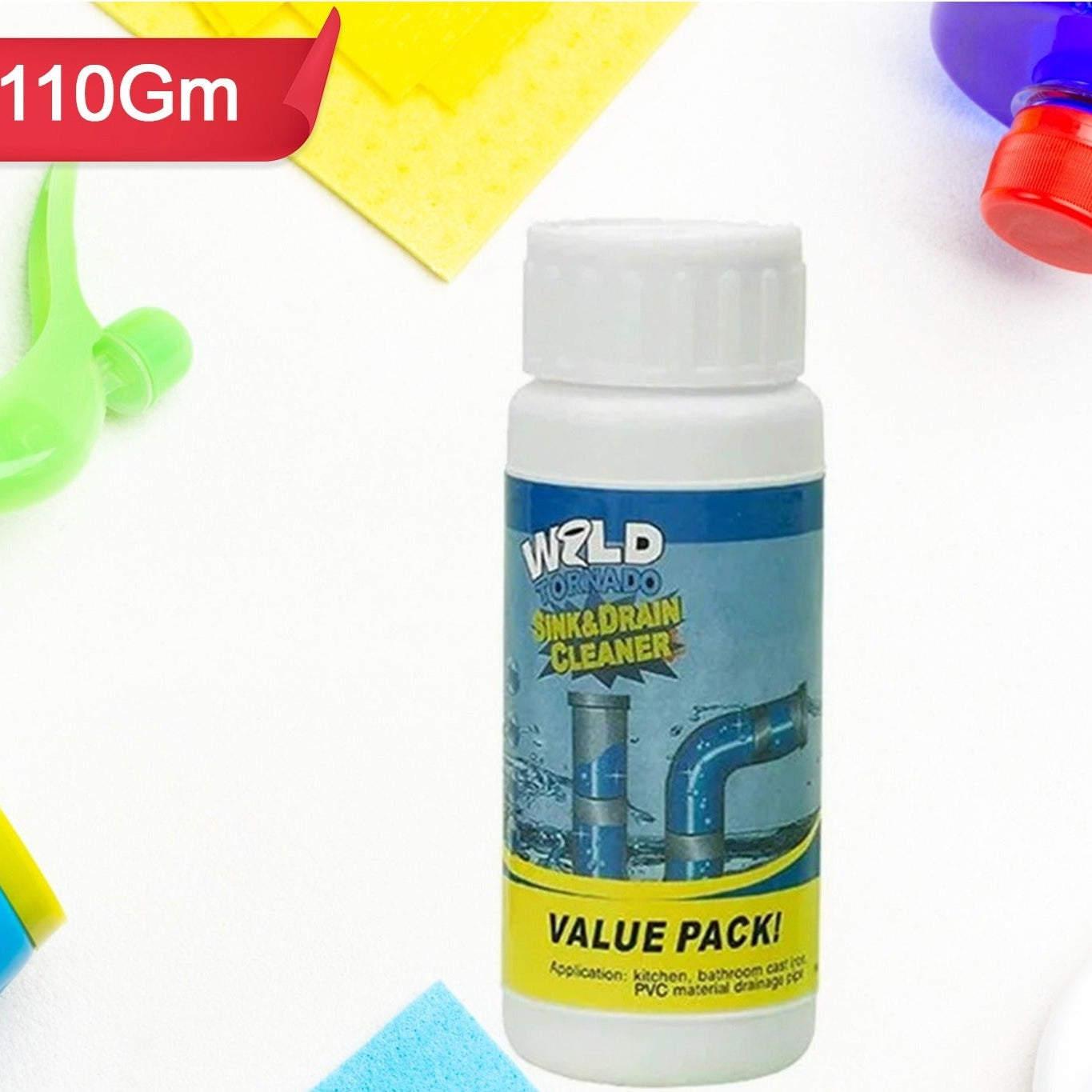 Powerful Sink And Drain Cleaner Portable Powder Cleaning Tool Super Clog Remover Chemical Powder Agent For Kitchen Toilet Pipe Dredging (110 Gm) - Happy Price - Image 1