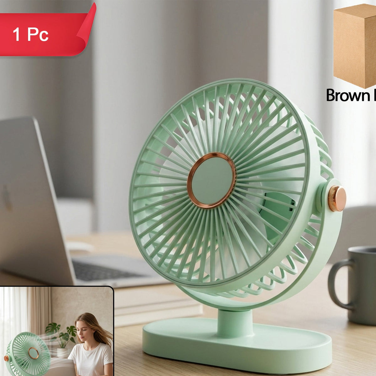 Compact Rechargeable USB Desk Fan - Portable Personal Cooling Fan (1 Pc) - Happy Price - Image 1