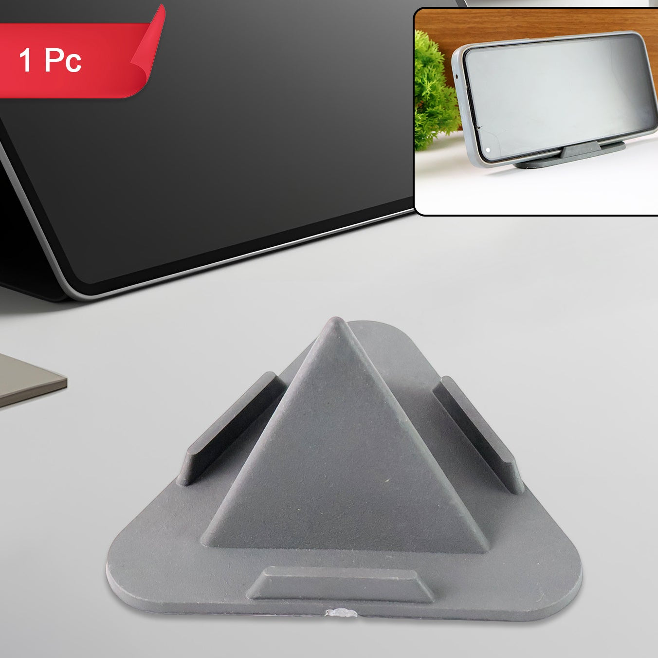 Pyramid Grey Mobile Stand with 3 Viewing Angles - Happy Price - Image 1