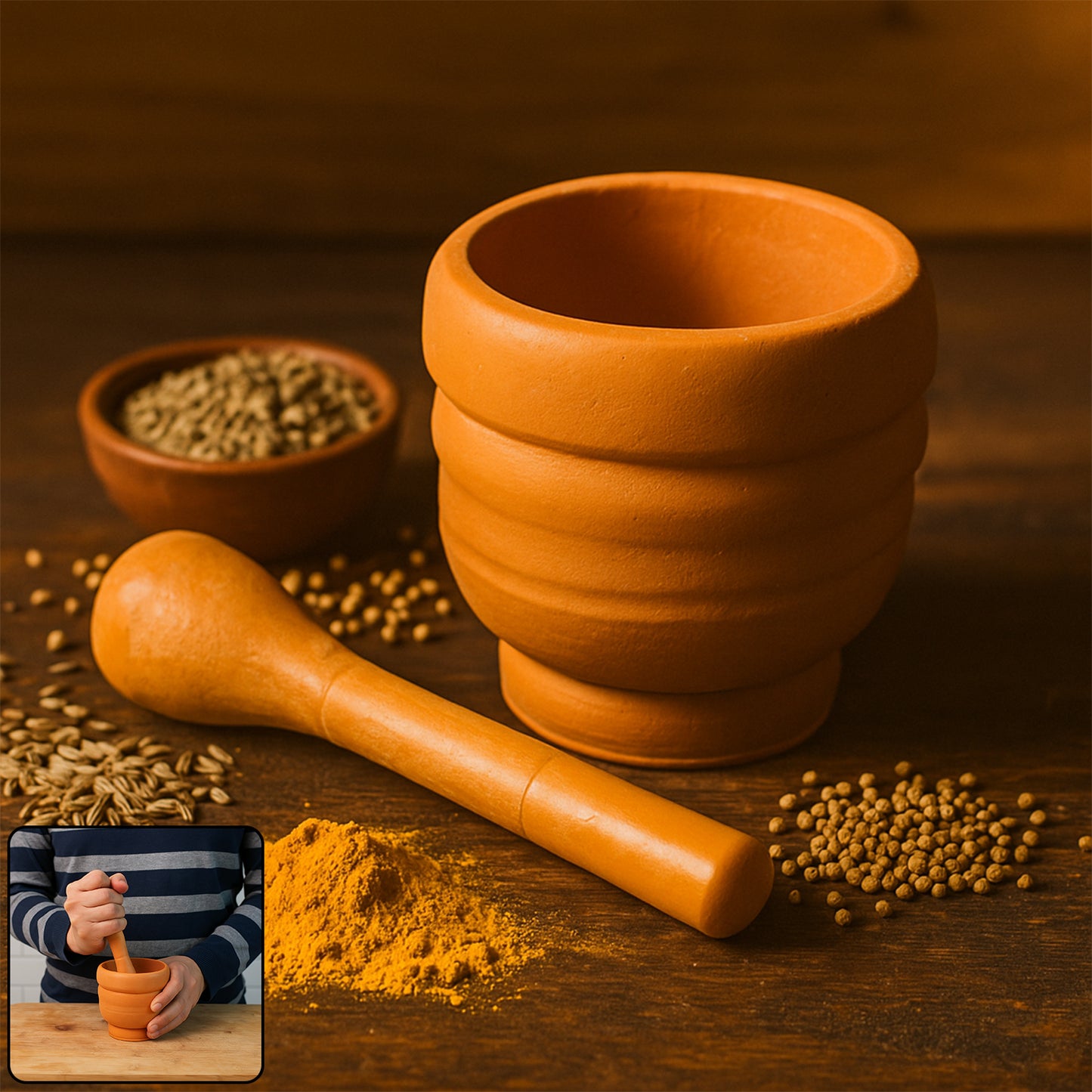 Durable Plastic Mortar and Pestle Set - BPA-Free Okhli for Spices & Herbs - Happy Price - Image 6
