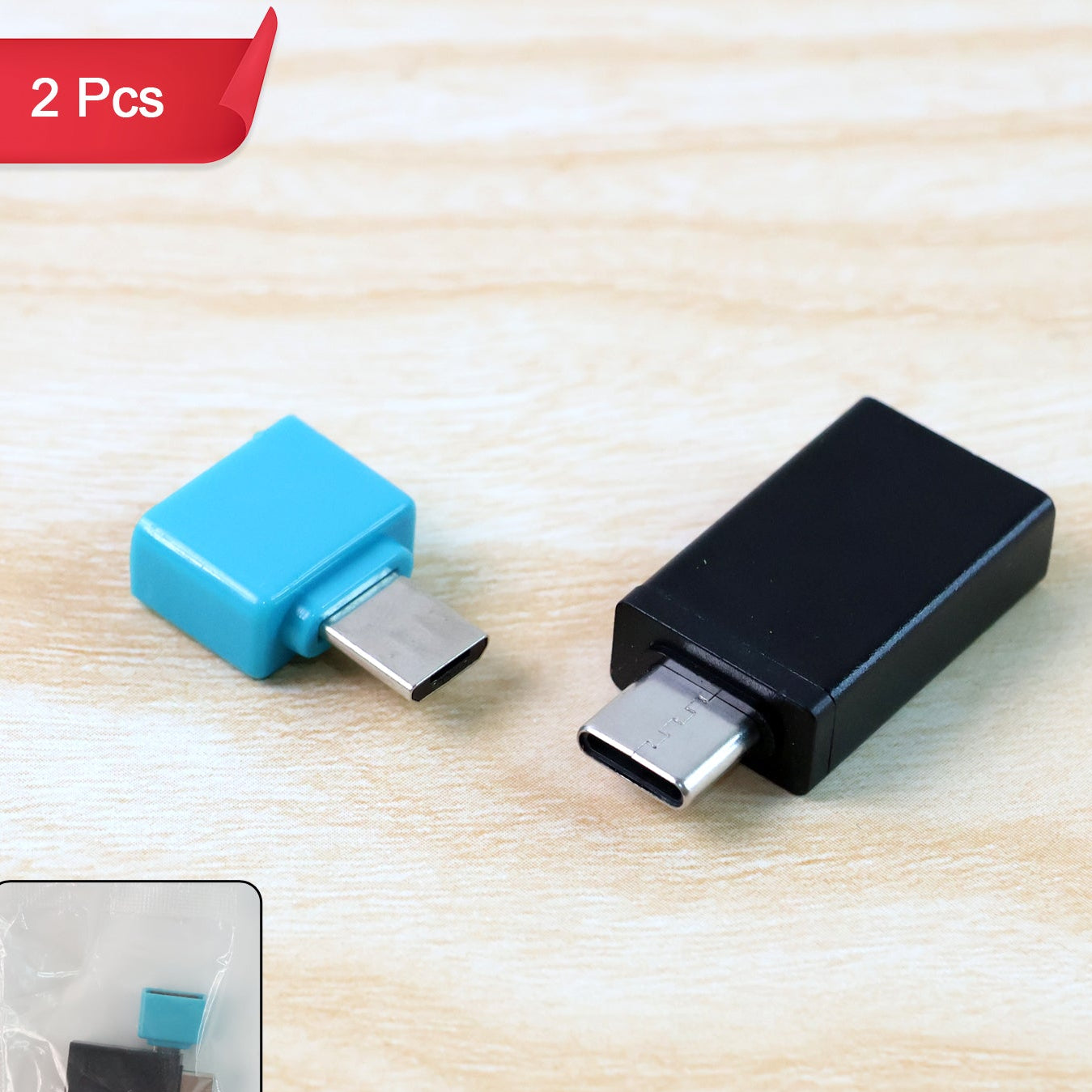 2 Pc USB-C OTG Adapter Set - Type-C to USB-A Converter for Phones & Laptops - Happy Price - Image 1