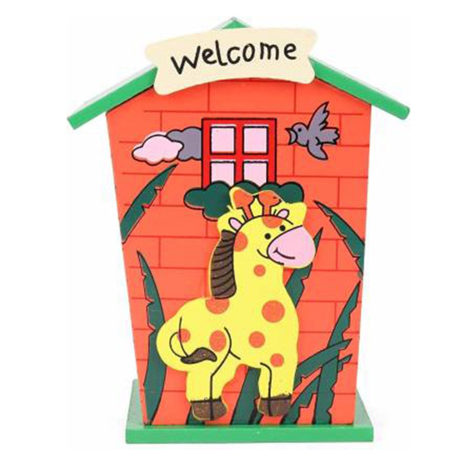 Cute Cartoon House Shaped Lovely Wooden Piggy Bank Money Bank - Happy Price - Image 1