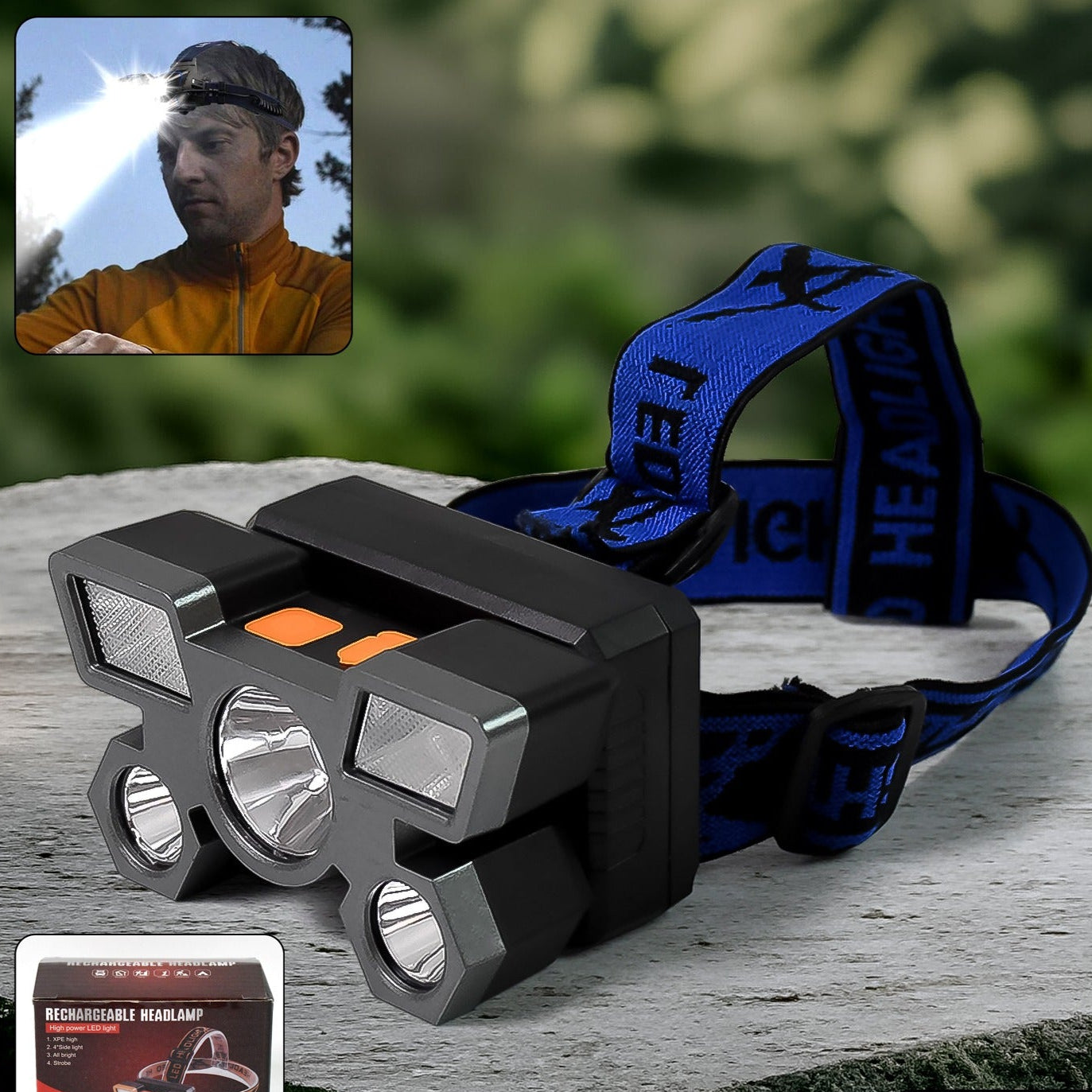 5 Led Headlamp Usb Rechargeable Head Light (1 Pc) - Happy Price - Image 1
