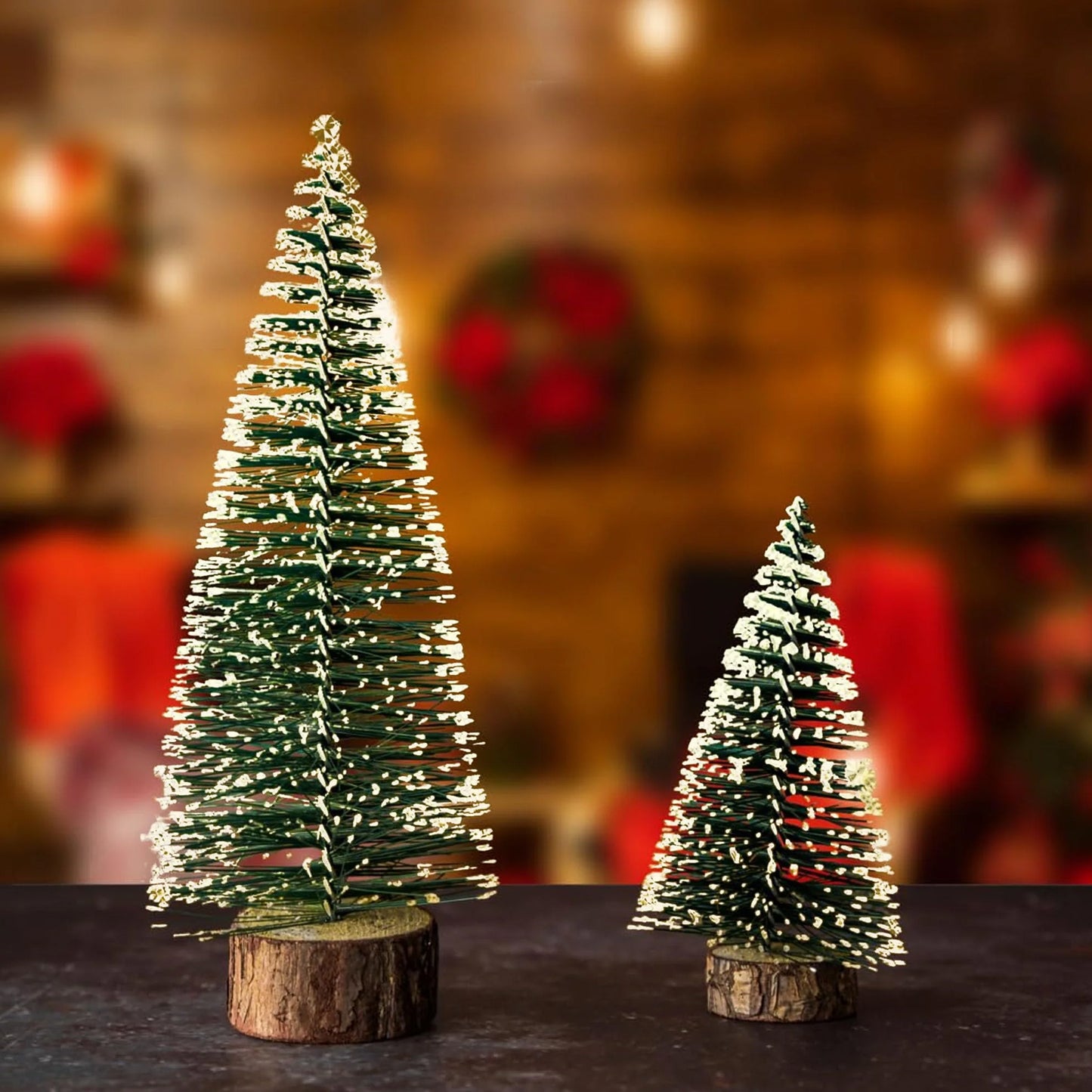 Mini Snow Effect Artificial Christmas Tree with Wooden Base (1 Pc) - Happy Price - Image 5