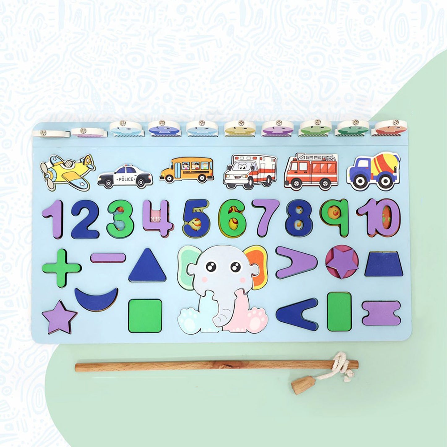Wooden Number Puzzle Match Board And Magnetic Rod - Happy Price - Image 5