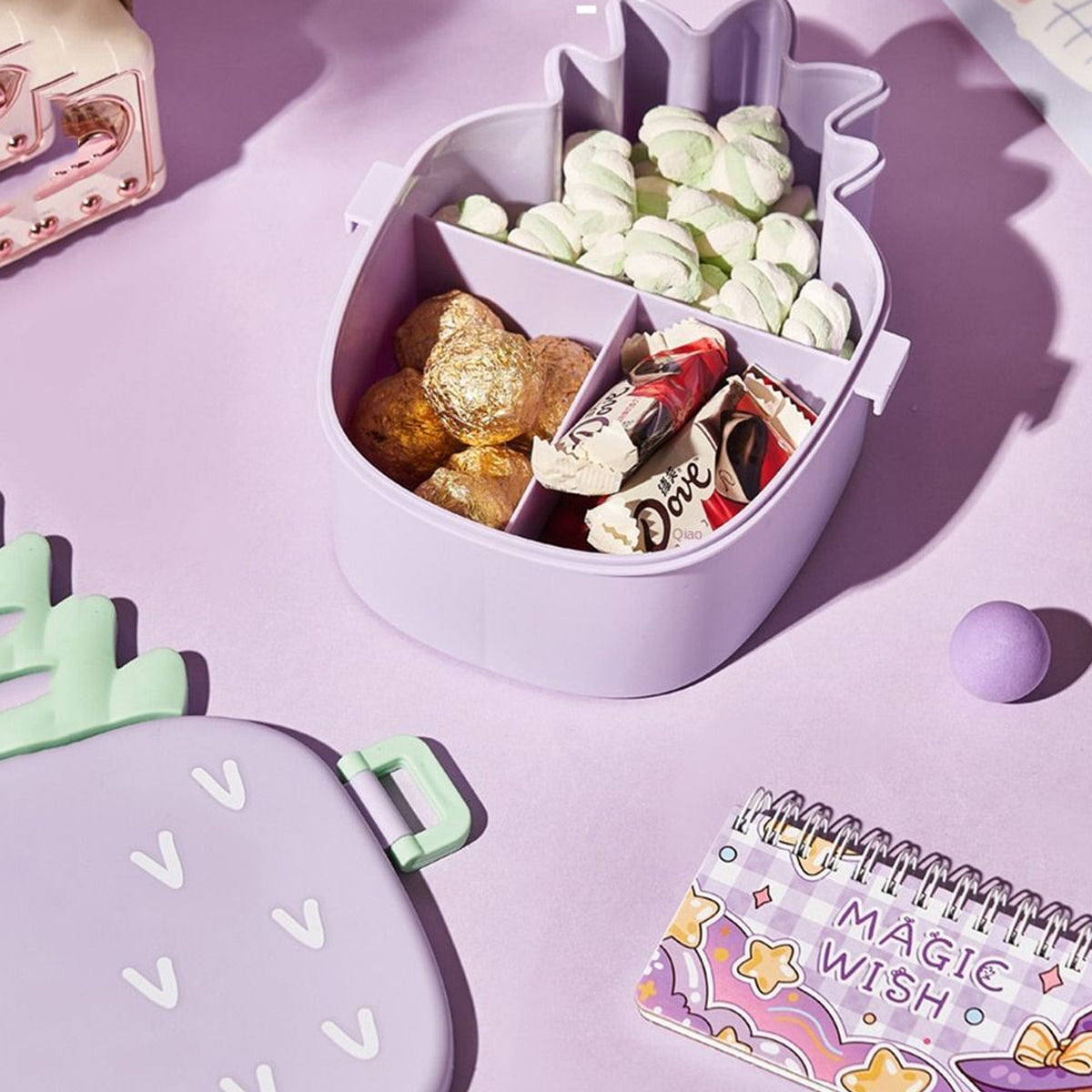 Kids Lunch Box Cute Pineapple Shaped Bento Box With Fork Spoon Snack Candy Container Microwave Portable Office Lunch Box (1 Pc With Spoon Fork Color Box) - Happy Price - Image 5