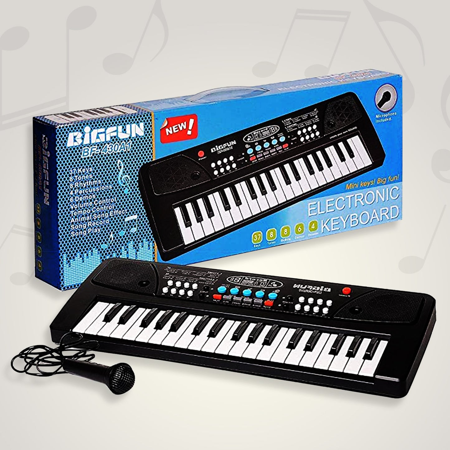 Piano Musical Keyboard With Mic 37 Music Key Keyboard For Kids Toy - Happy Price - Image 2