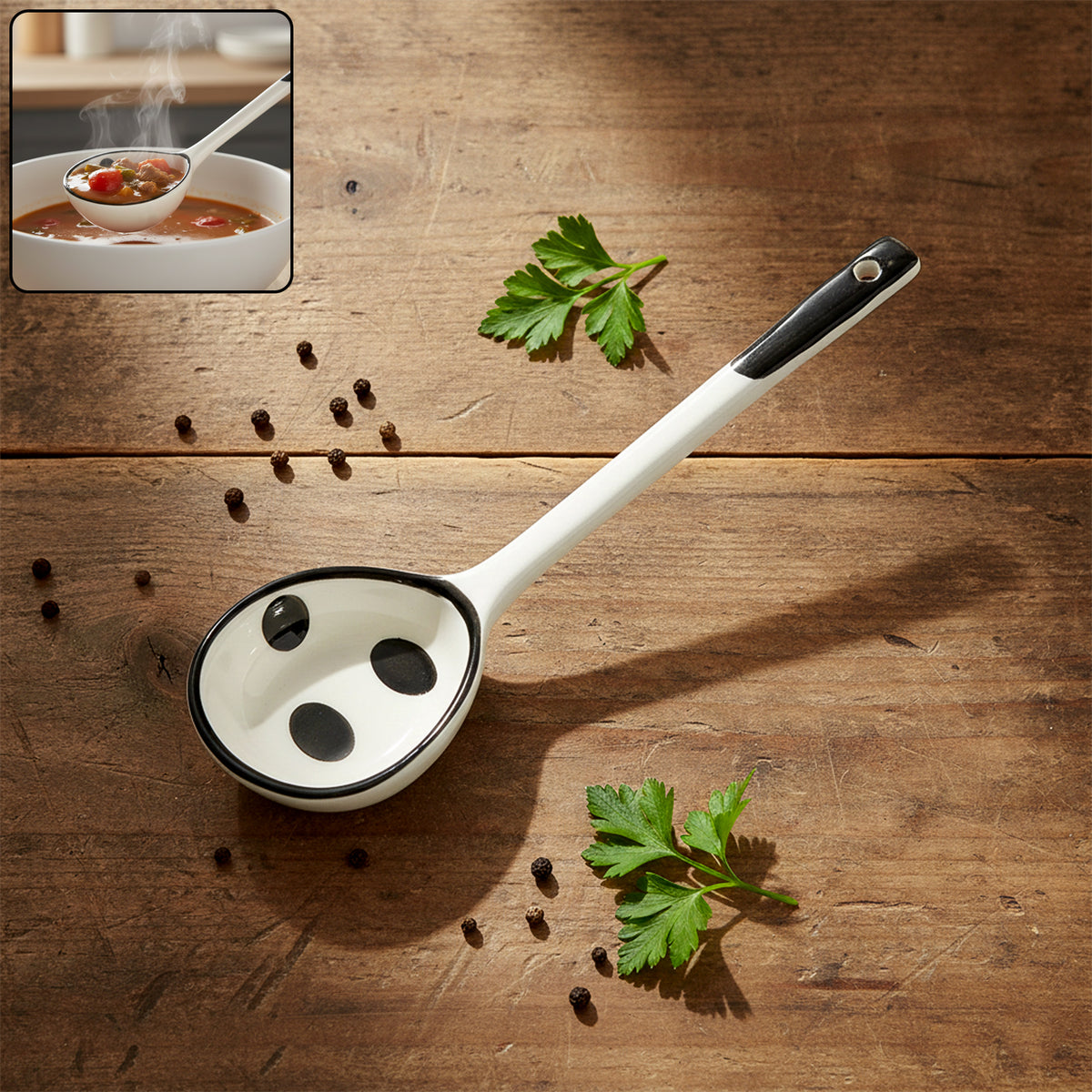 17 cm Heat-Resistant Polycarbonate Soup Ladle with Non-Slip Handle - 1 Pc - Happy Price - Image 2