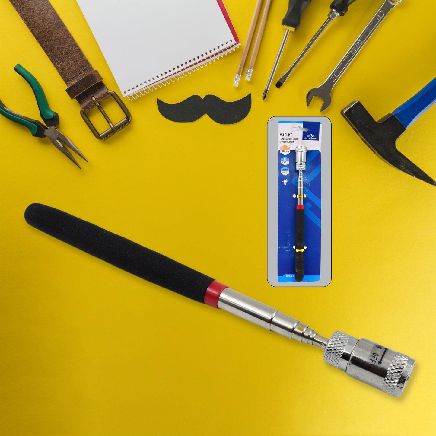 1 Pc Telescopic Pick Up Tool Magnetic Mini Led Magnet Tool - Happy Price - Image 2