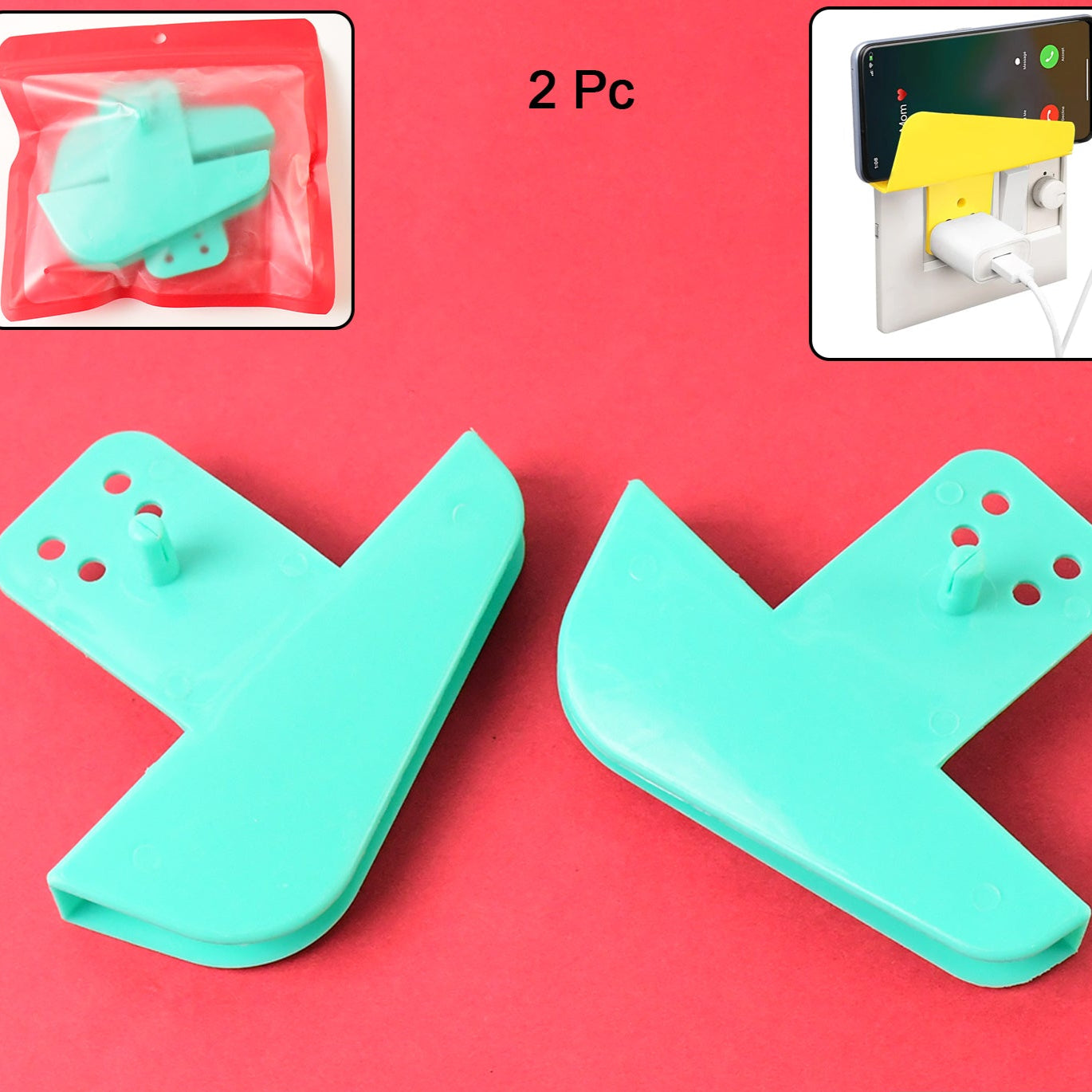 Plastic Secure Mobile Phone Charging Stand Holder (2 Pc Mix Color) - Happy Price - Image 1