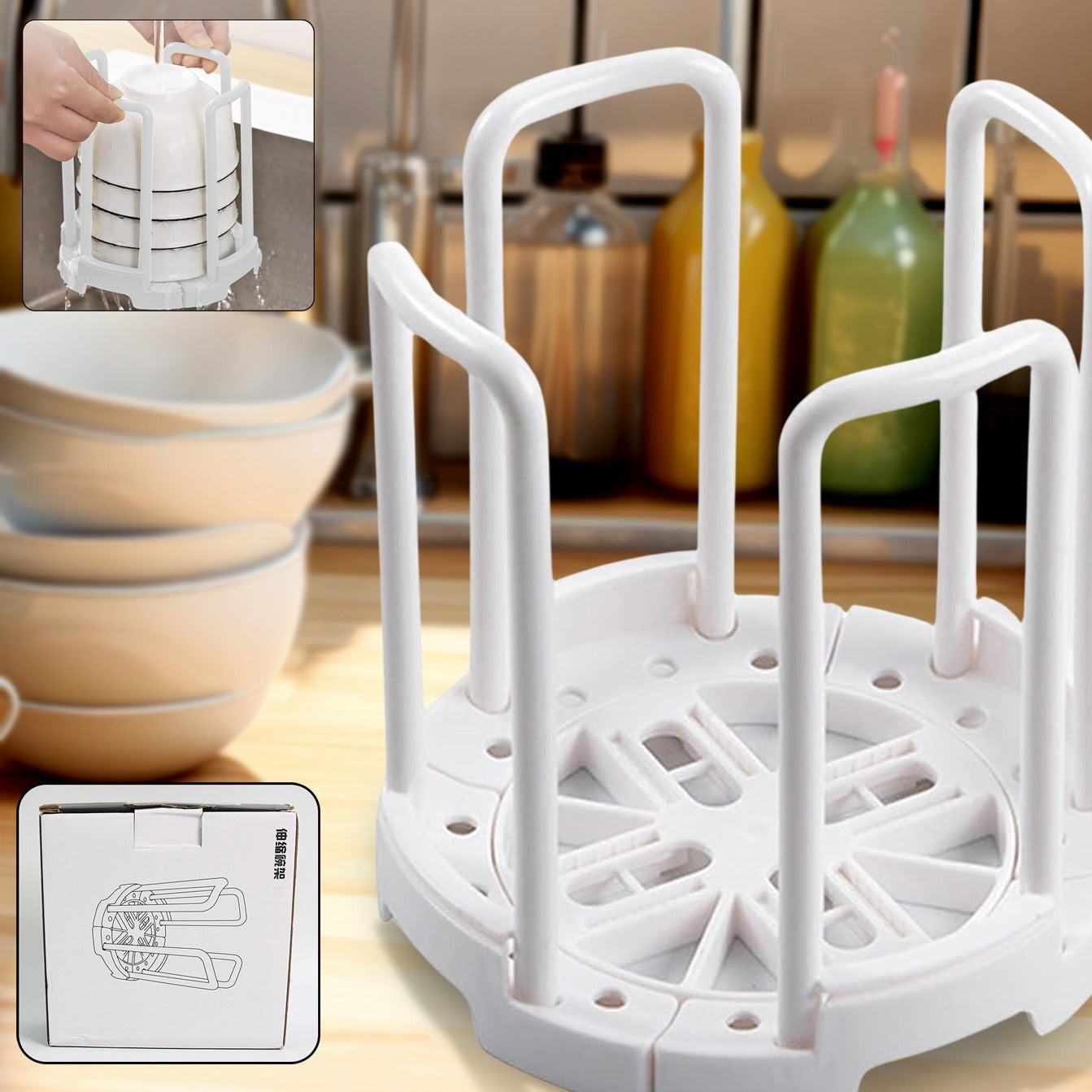 Plastic Bowl Organizer Rack for Kitchen Countertops (1 Pc) - Happy Price - Image 1