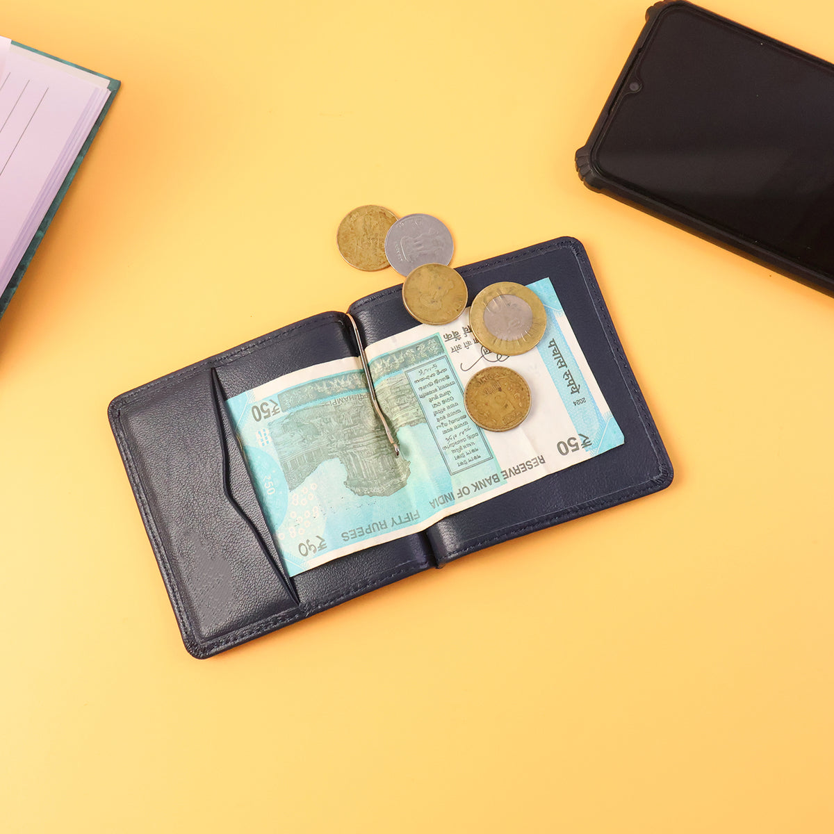 Slim Bi-Fold Men's Wallet with Gift Box - Compact Card & Cash Holder - Happy Price - Image 3