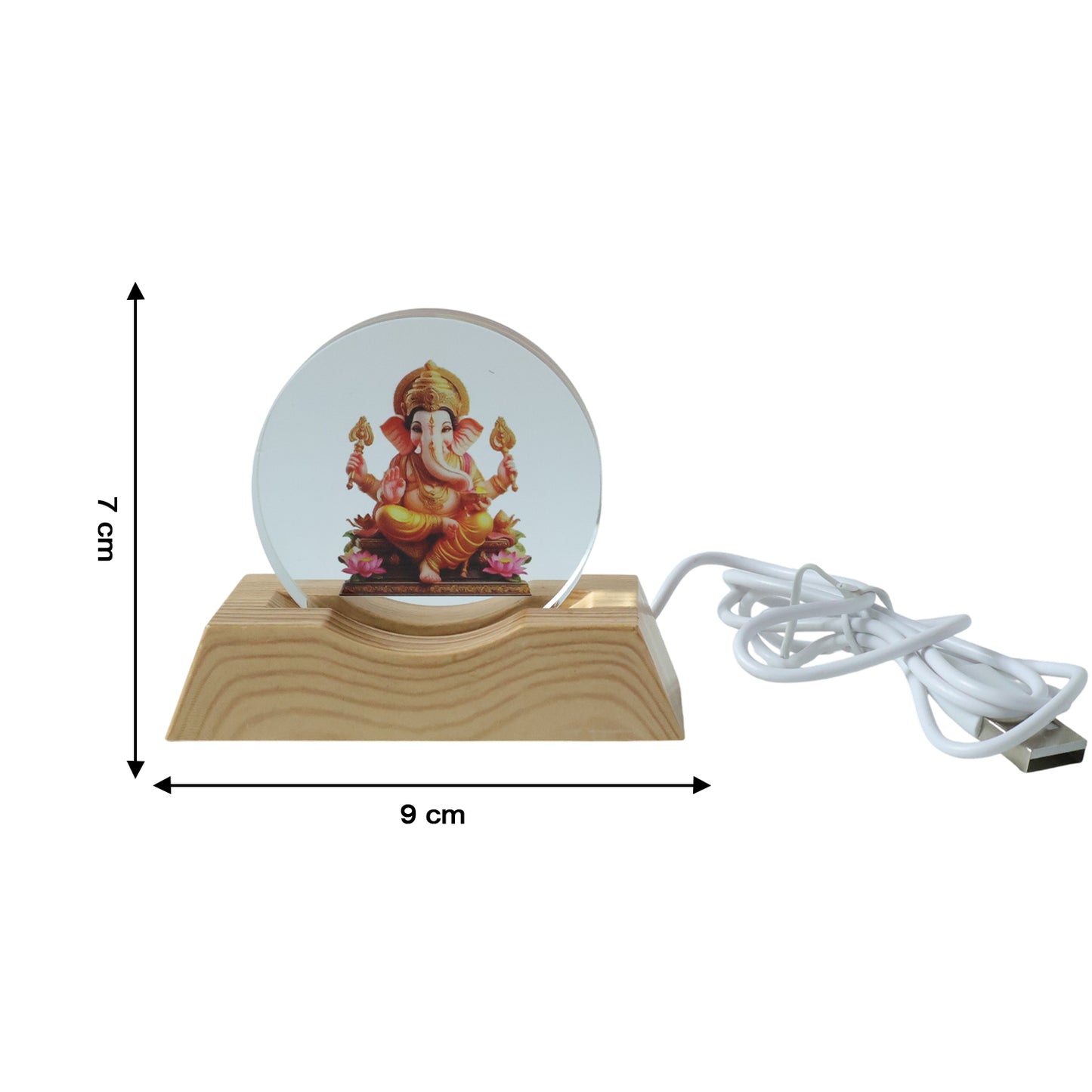 Lord Ganesha 3D Acrylic LED Night Lamp with Wooden Base - 1 Pc - Happy Price - Image 5