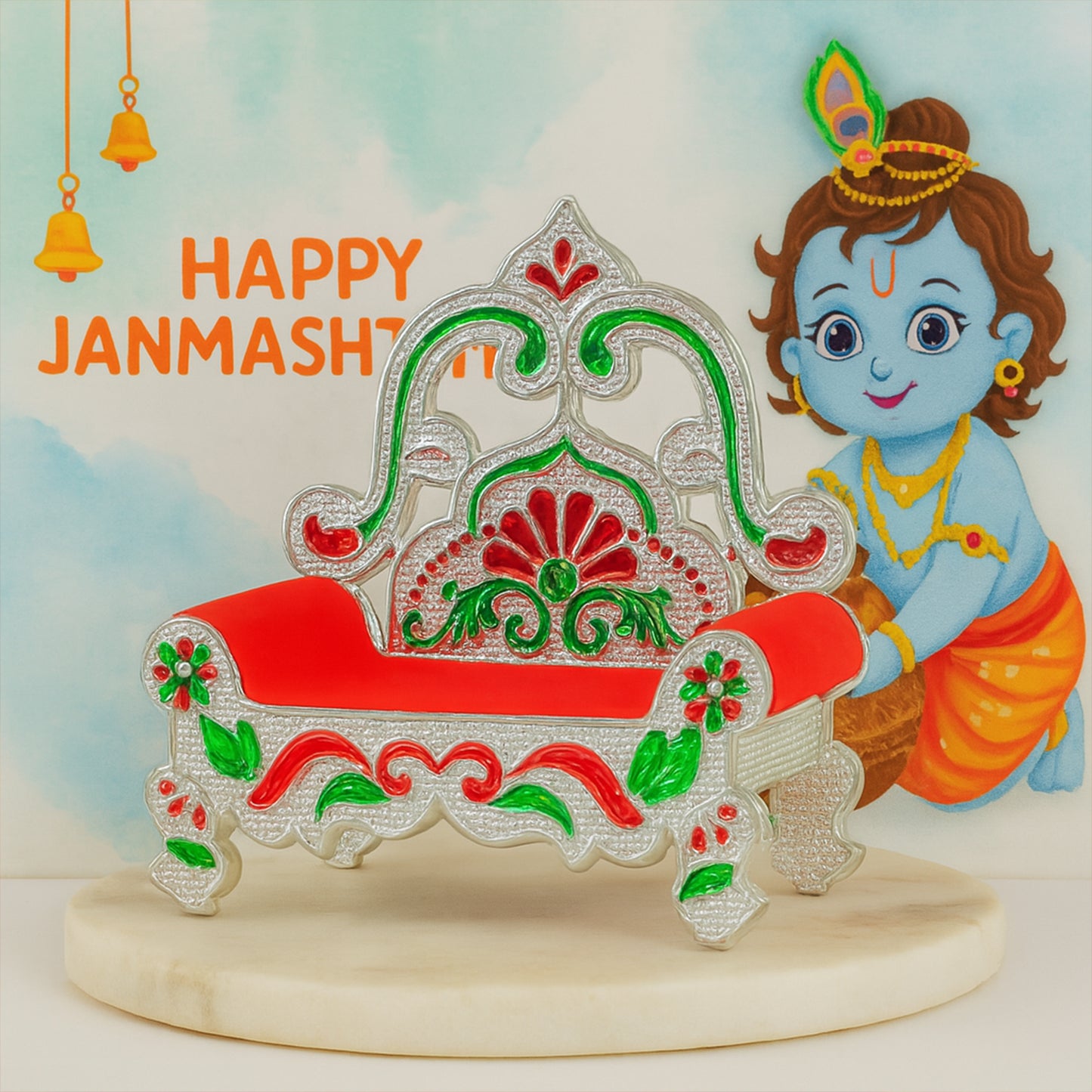 Plastic Decorative Small Singhasan For Laddu Gopal Krishna Ji Or Ganesha Idol (1 Pc) - Happy Price - Image 7