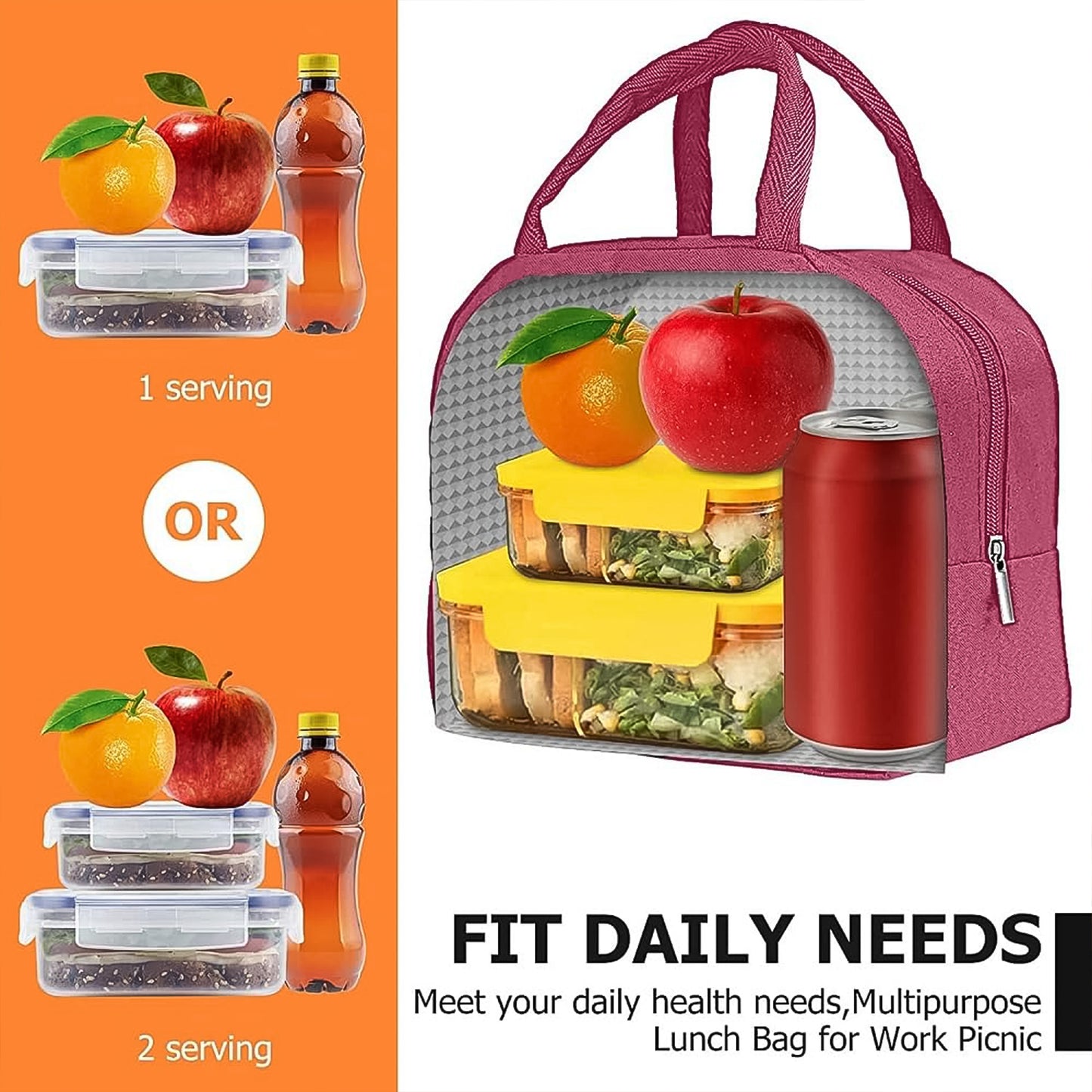 Lunch Box Bag For Women Men Insulated Lunch Bag With Zipper (1 Pc) - Happy Price - Image 2