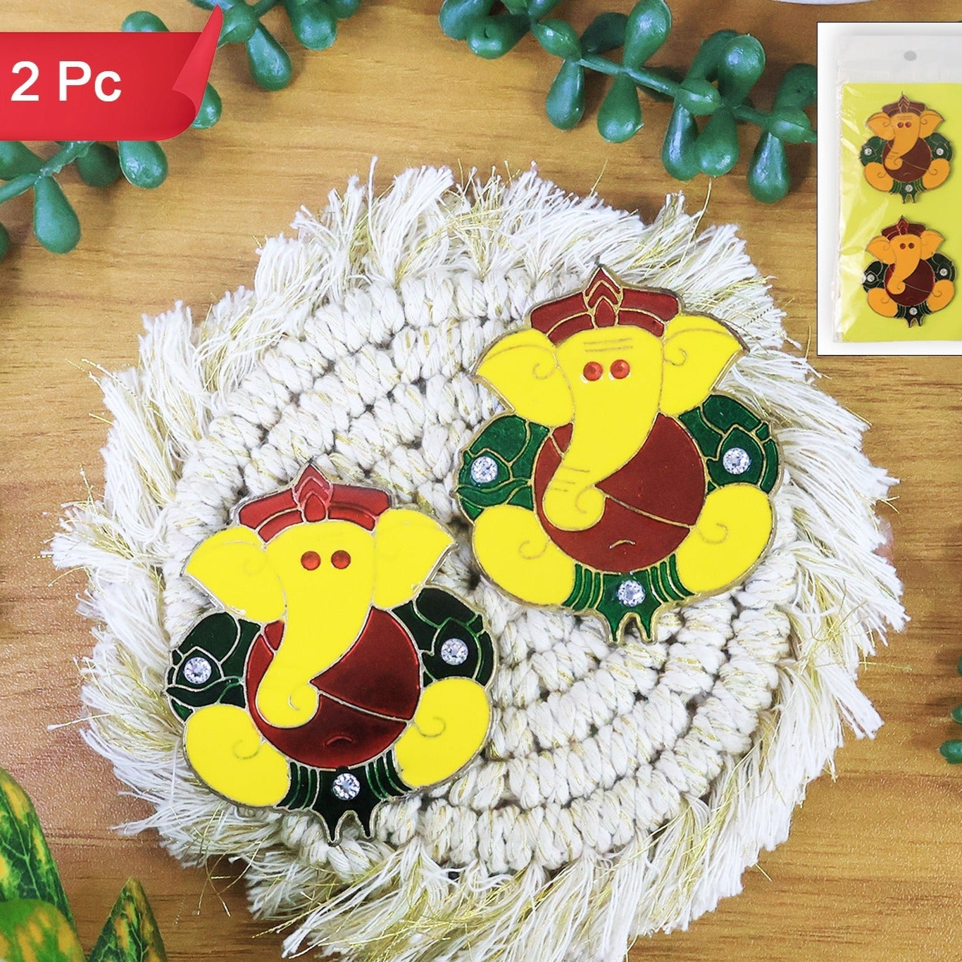 2 Pcs Lord Ganesha Wall Stickers - Decorative Ganpati Decals for Home & Temple - Happy Price - Image 1