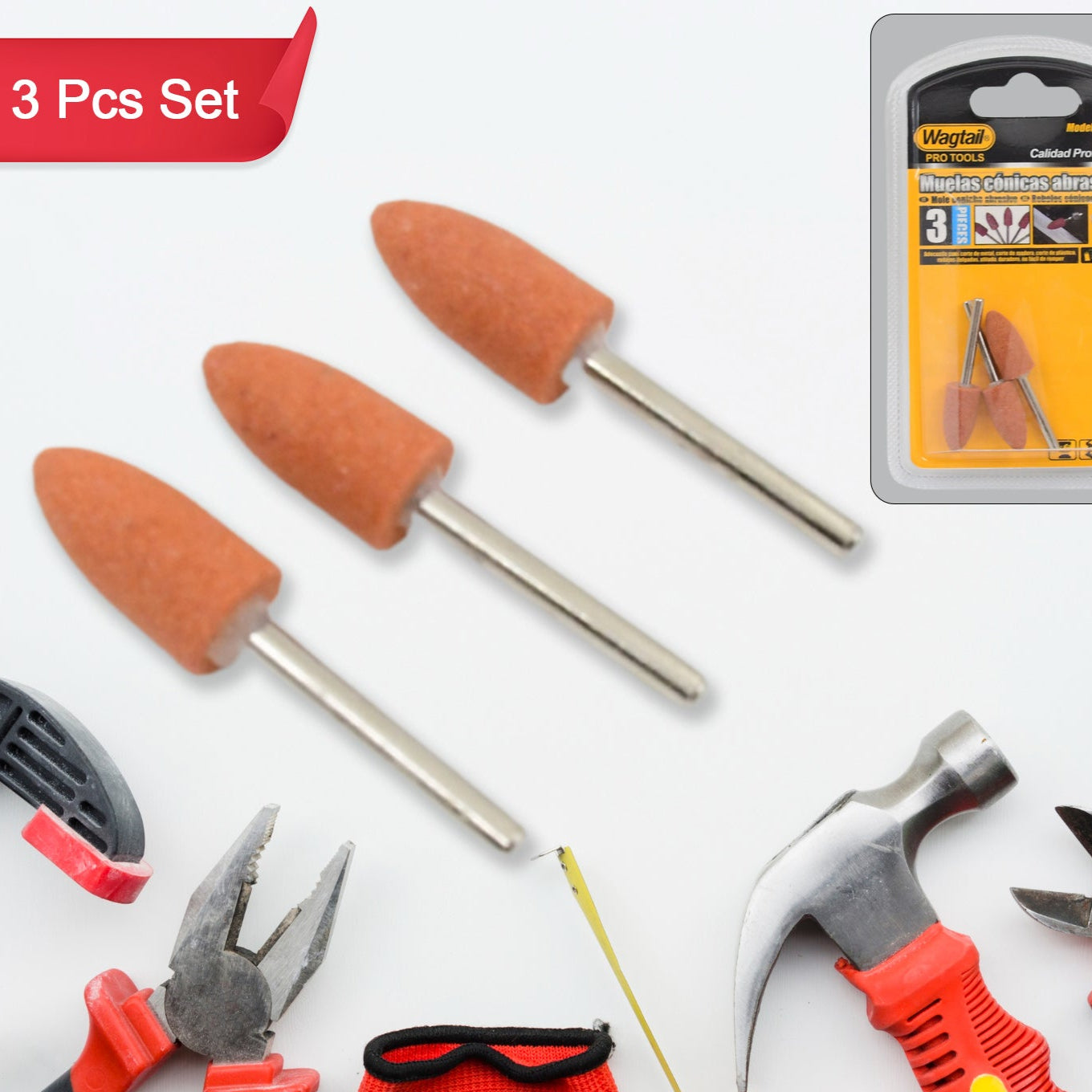 Bullet Shape Rotary Grinding Stone Set (3 Pcs Set) - Happy Price - Image 1