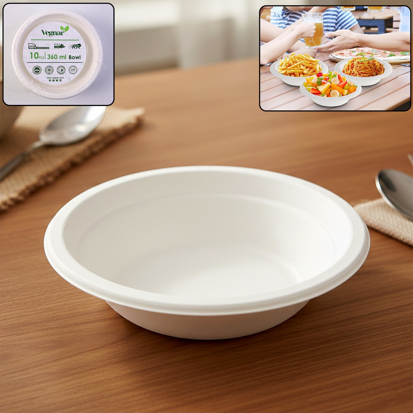 Set of 10 Disposable Food Serving Bowls, 360 ML Capacity Each - Happy Price - Image 2