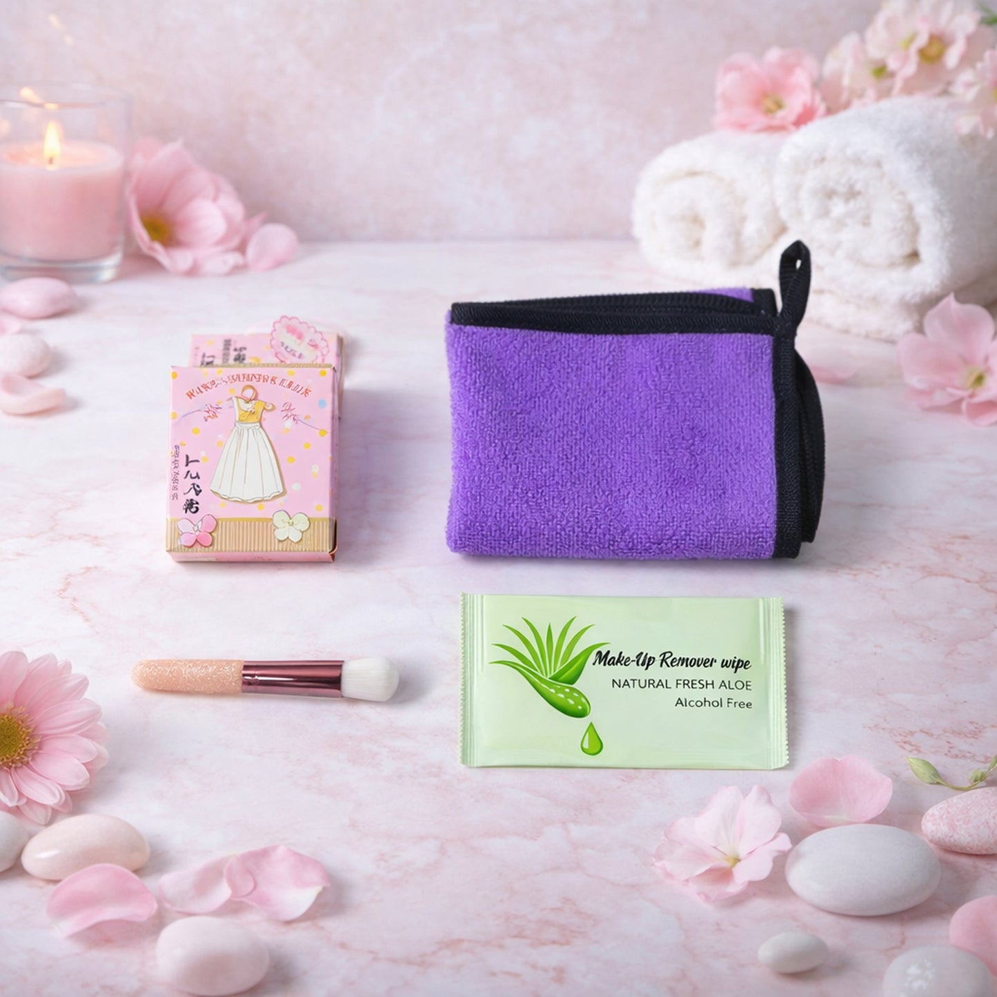 4-in-1 Personal Care Beauty Kit with Makeup Remover, Cleanser, Brush & Pouch - Happy Price - Image 2