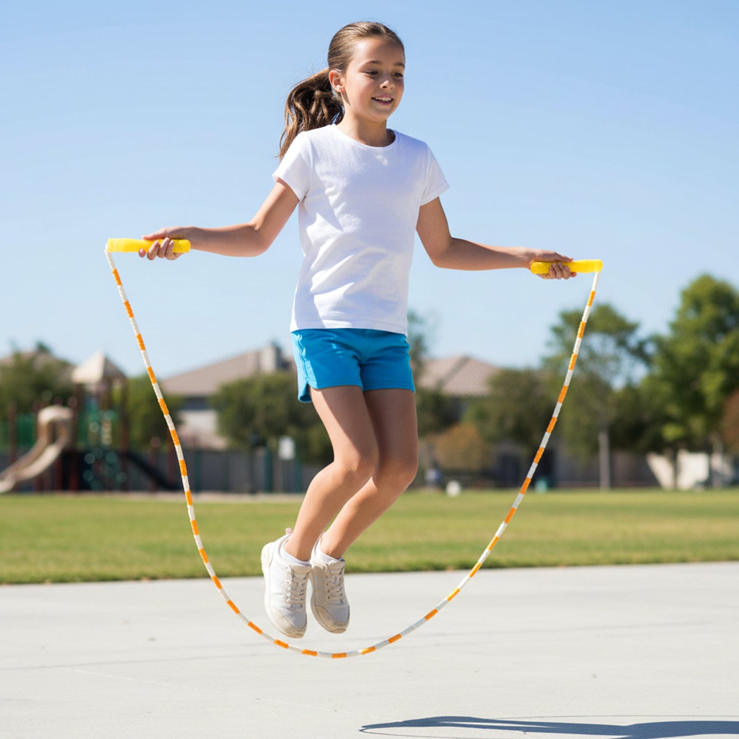 Yellow & White Beaded Skipping Rope for Kids - 1 Set - Happy Price - Image 5