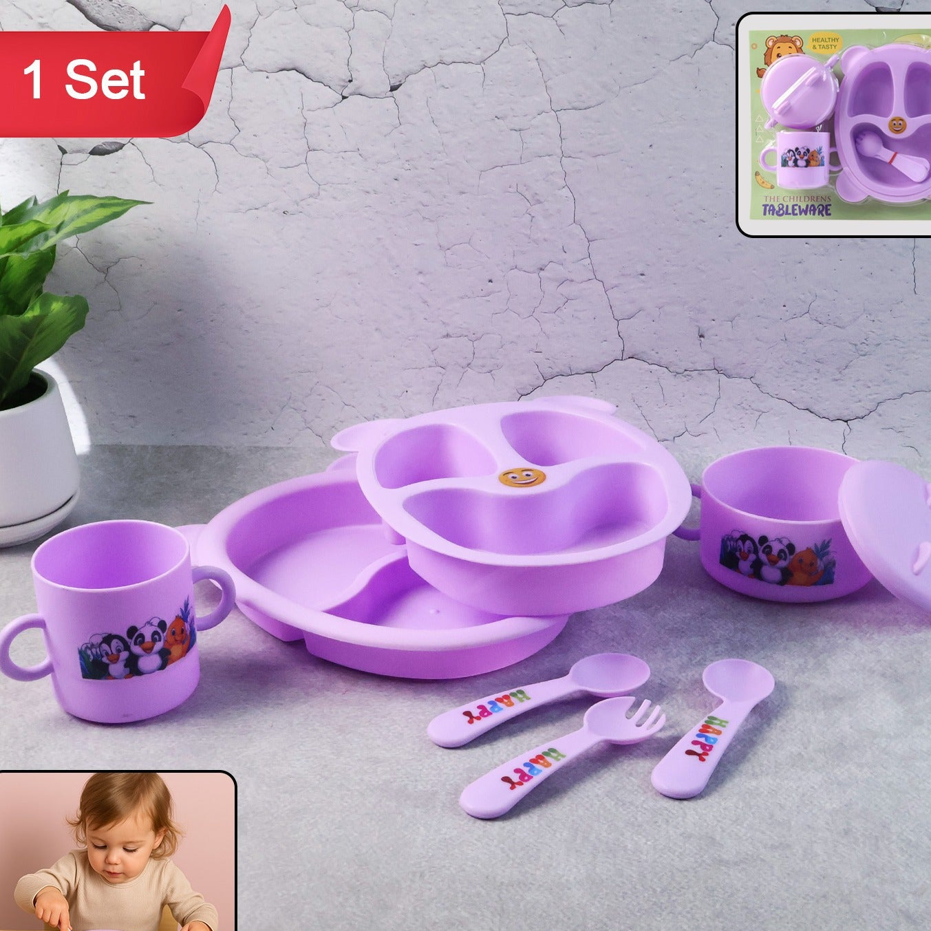 Cute Panda Kids Dining Set - 1 Set - Happy Price - Image 1