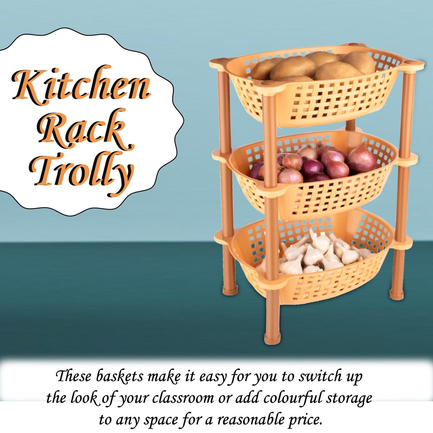 Multipurpose Plastic Storage Rack Organiser - 3 Pcs - Happy Price - Image 3