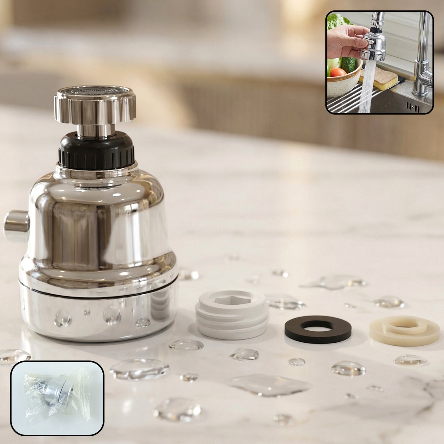 360 Degree Rotating Kitchen Faucet Sprayer Head - 1 Pc - Great Price - Image 2