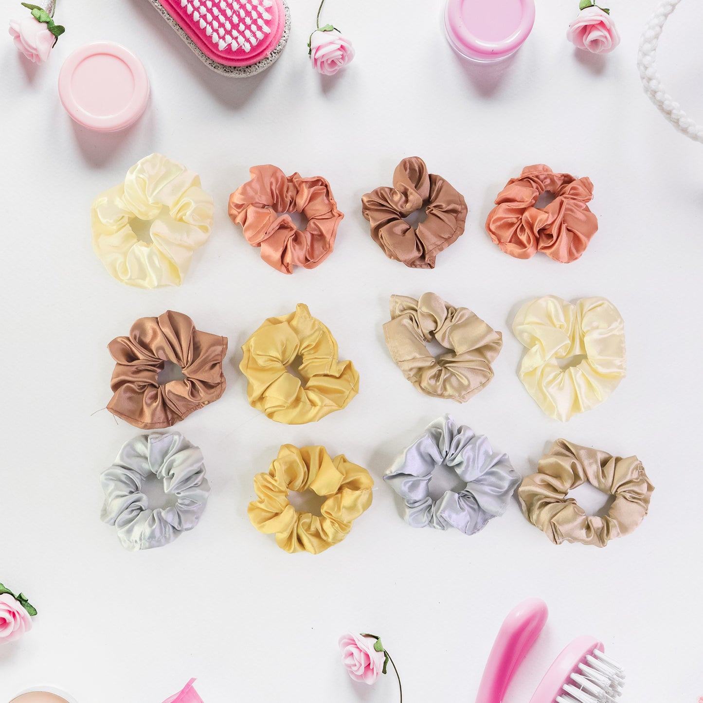 12 Pc Satin Hair Scrunchies for Women & Girls - Gentle Elastic Hair Ties - Great Price - Image 4