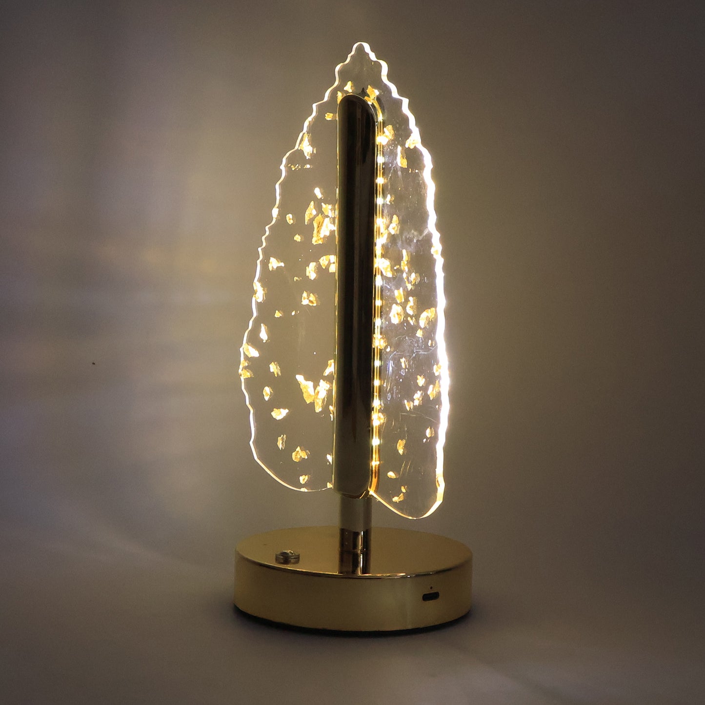 Golden Crystal Leaf LED Table Lamp with USB Charging - 1 Pc - Happy Price - Image 4