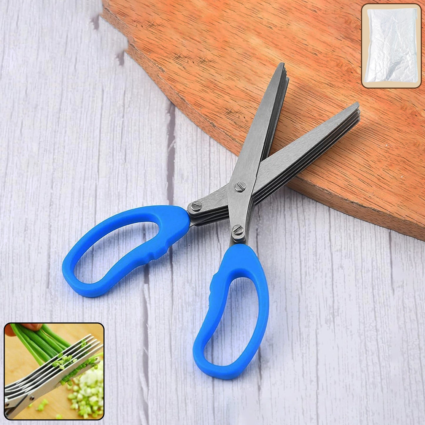 5-Blade Stainless Steel Herb Scissors for Kitchen Use - Happy Price - Image 3