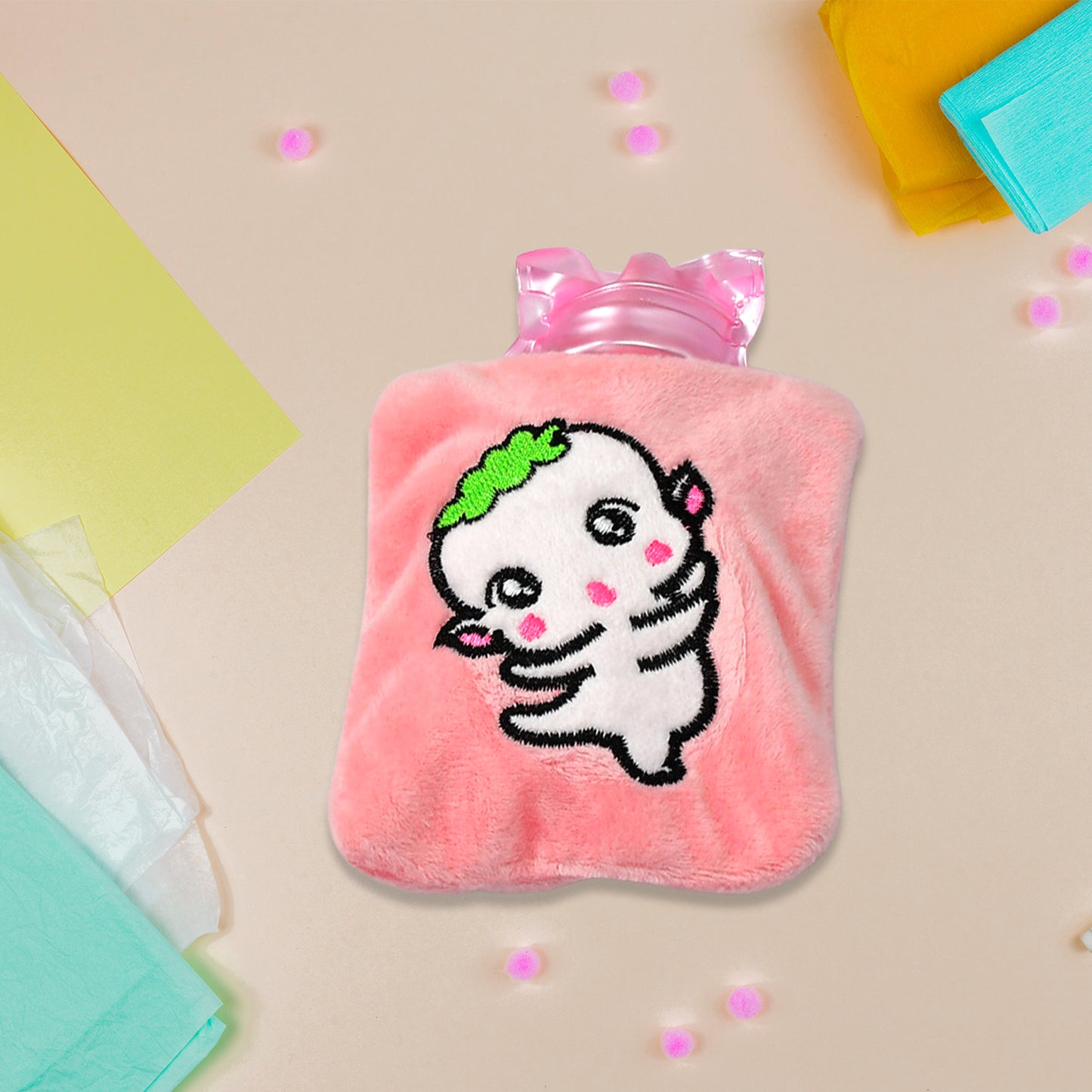 Pink Cartoon Hot Water Bag with Soft Cover for Pain Relief & Warmth - Happy Price - Image 5