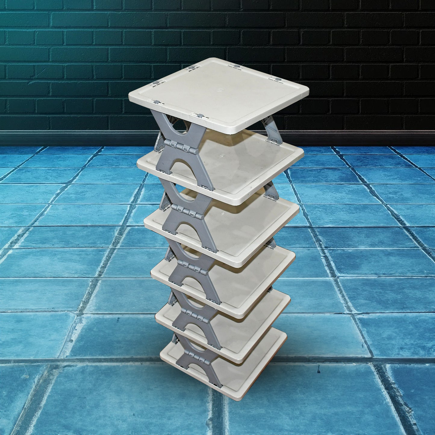 Smart Shoe Rack Shoes Stand Multifunctional Entryway Foldable Collapsible Door Shoe Rack Free Standing Heavy Duty Plastic Shoe Shelf Storage Organizer Narrow Footwear Home (1 Pc 4 Layer 6 Layer 8 Layer) - Happy Price - Image 3