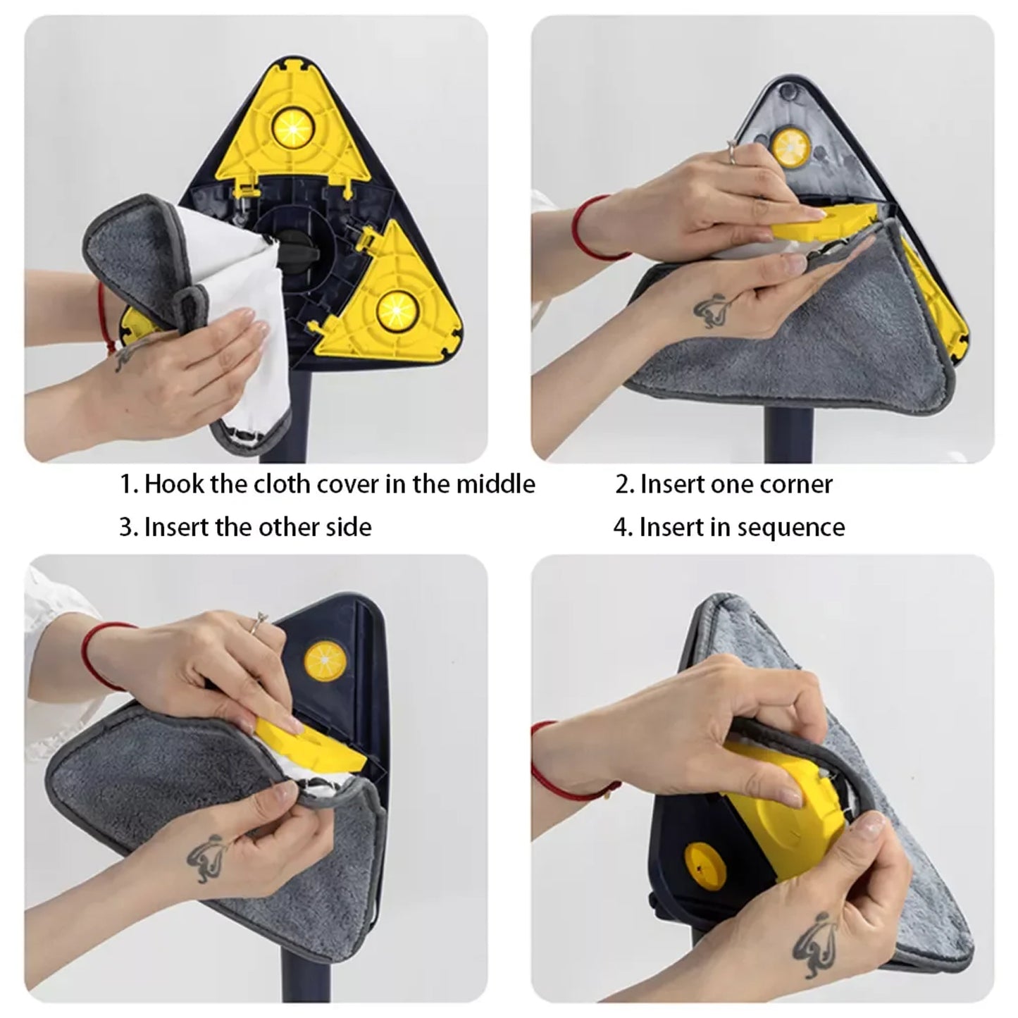 Rotatable Adjustable Triangle Cleaning Mop Triangle Mop With Stainless Steel Long Handle Push-pull Squeezing Cleaning Mop Dry Wet Mop For Floor Windows (1 Pc) - Happy Price - Image 2