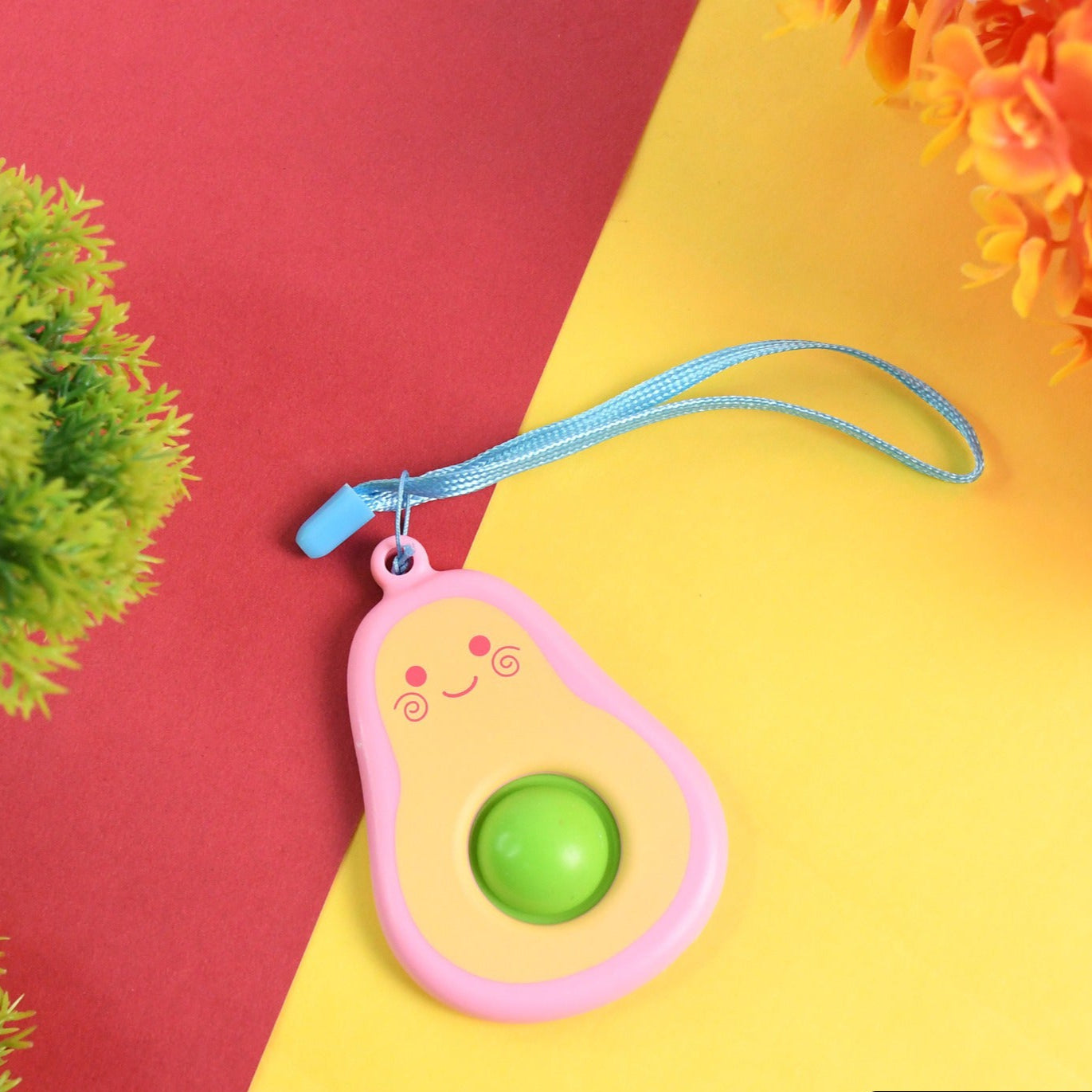 Cute Avocado-shaped Mini Push Pop Keychain Toy With Strap (1 Pc) - Happy Price - Image 1