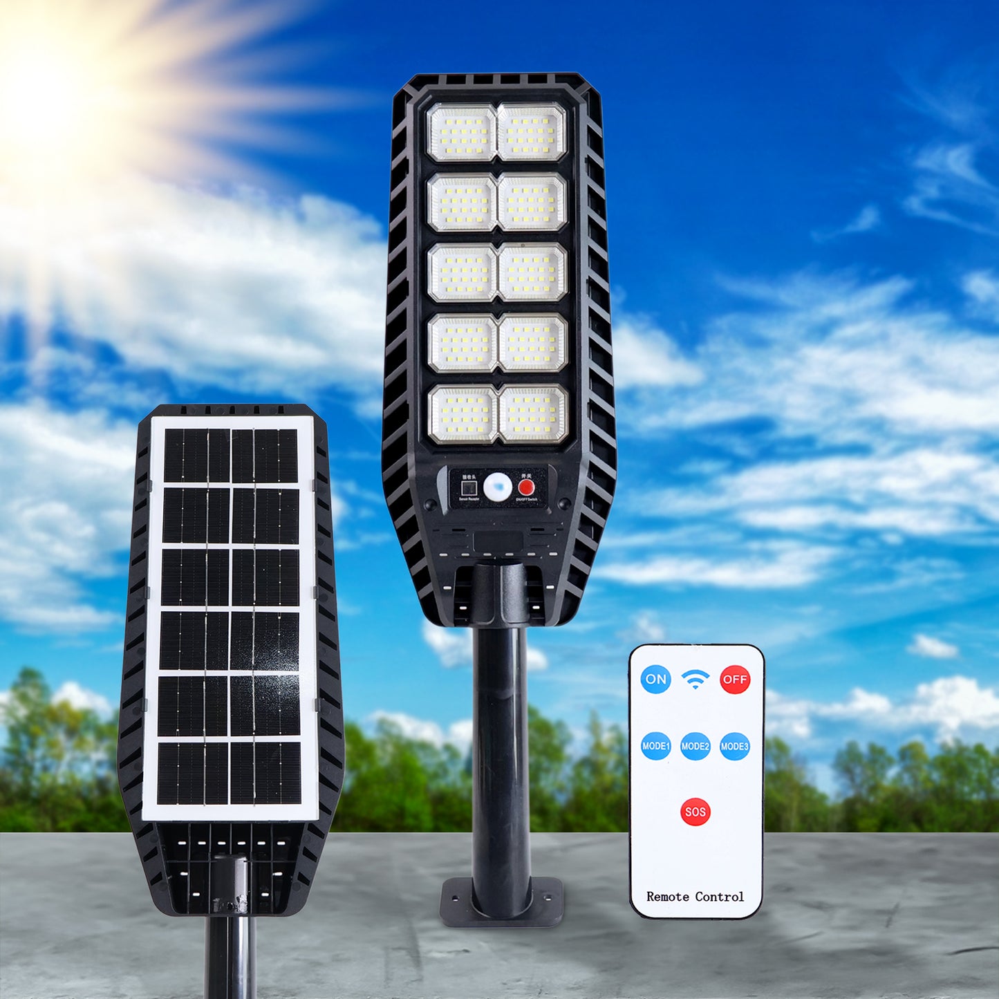 Solar LED Street Light with Motion Sensor and Remote Control - Outdoor Waterproof Security Lamp - Happy Price - Image 2