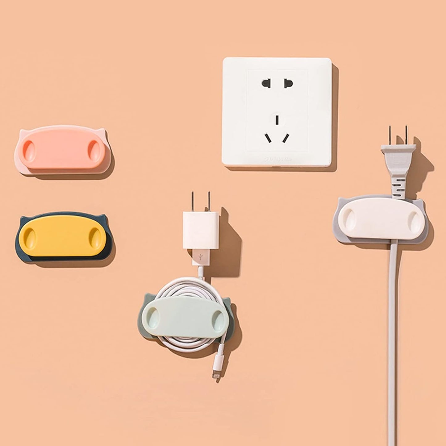 Pig Plug Wire Organizer Cable Holder Clips With Self-adhesive Pad (4 Pcs Set) - Happy Price - Image 4