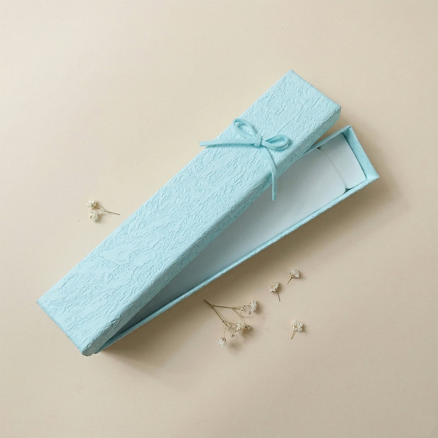 Premium Long Rectangular Jewelry Gift Box With Elegant Ribbon (1 Pc)