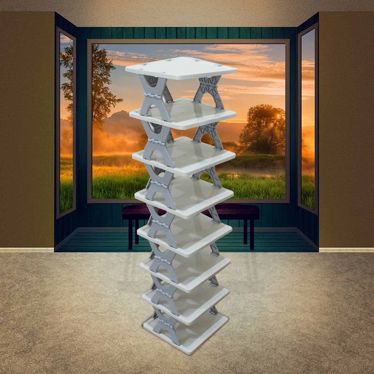 Smart Shoe Rack Shoes Stand Multifunctional Entryway Foldable Collapsible Door Shoe Rack Free Standing Heavy Duty Plastic Shoe Shelf Storage Organizer Narrow Footwear Home (1 Pc 4 Layer 6 Layer 8 Layer) - Happy Price - Image 2